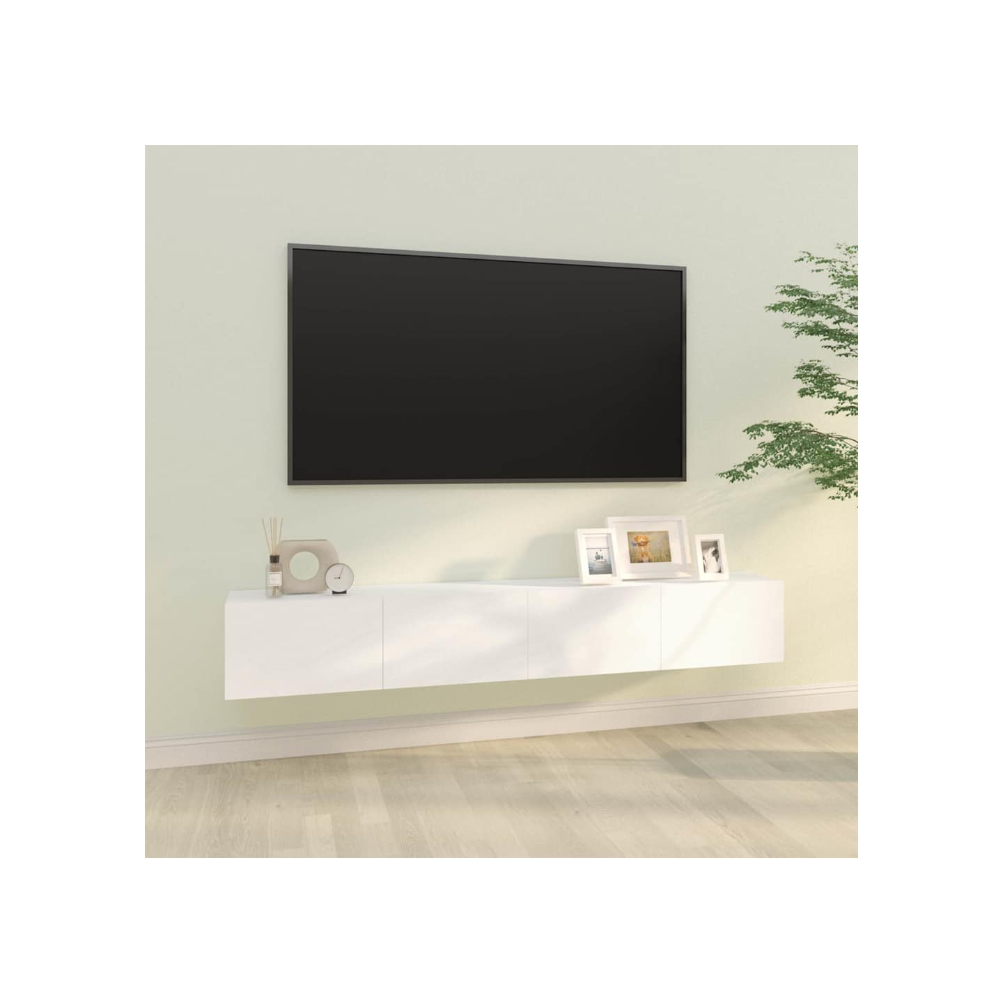 Meubles TV muraux 2 pcs blanc 100x30x30 cm bois d'ingénierie