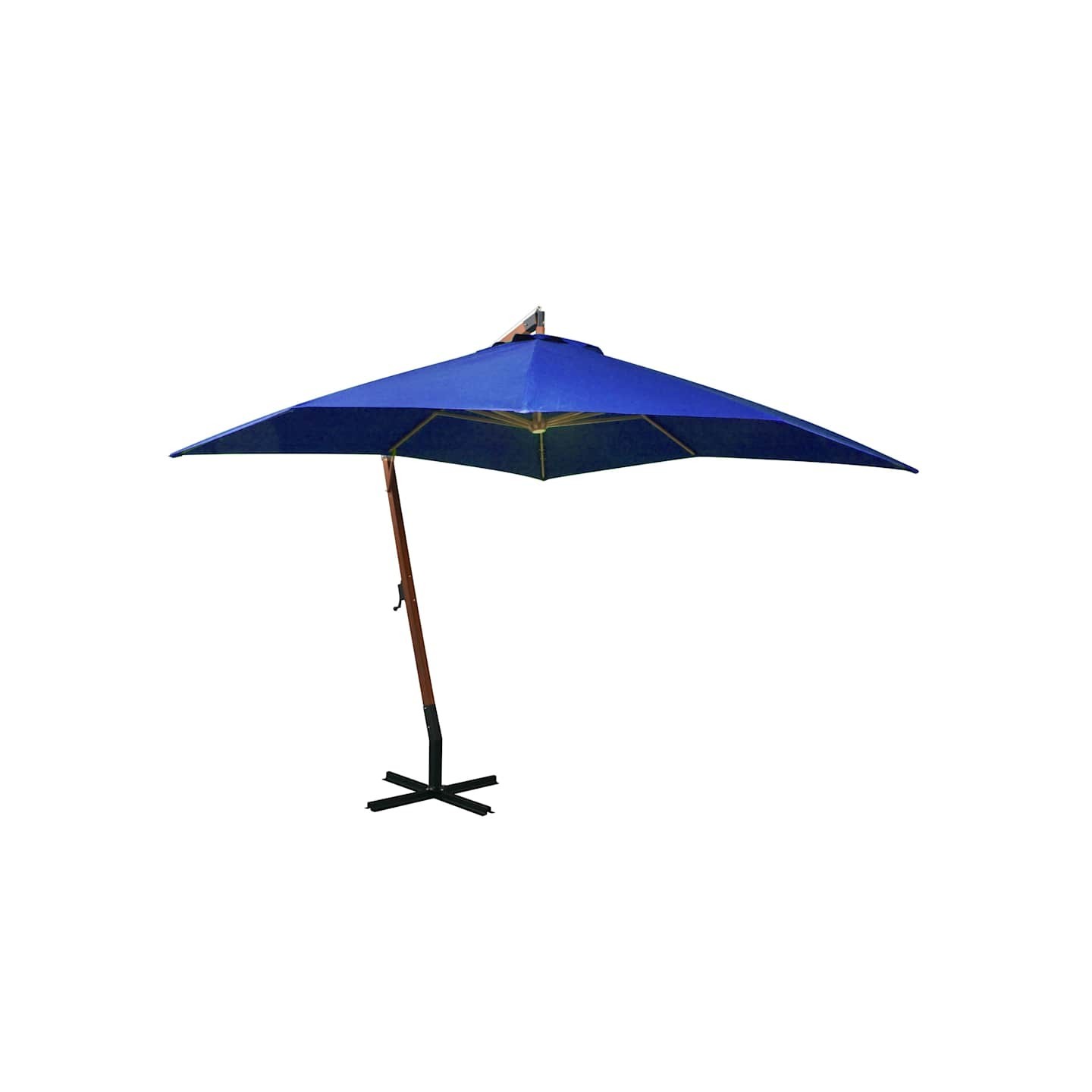 Parasol de jardin suspendu avec mât bleu azuré bois de sapin