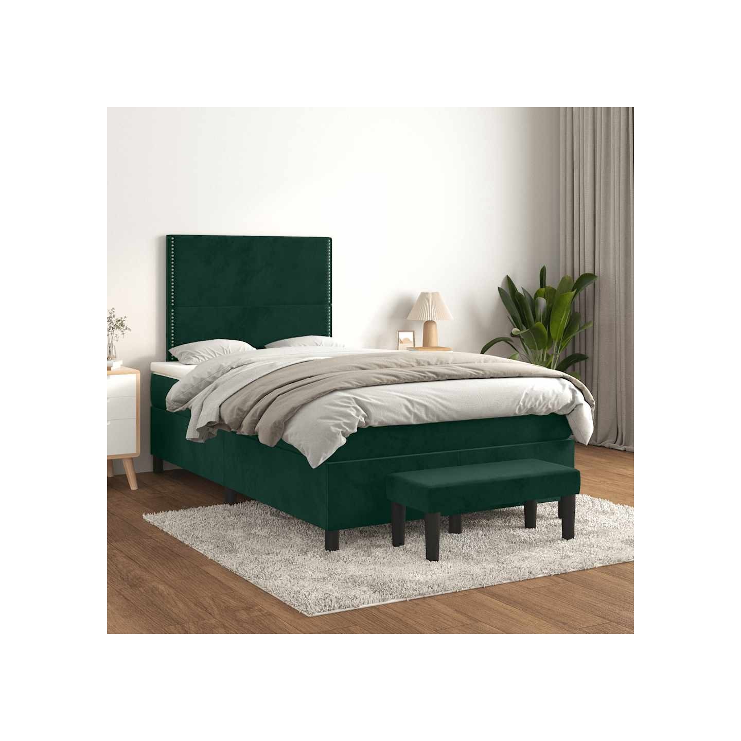 Sommier à lattes de lit et matelas Vert foncé 120x200cm Velours