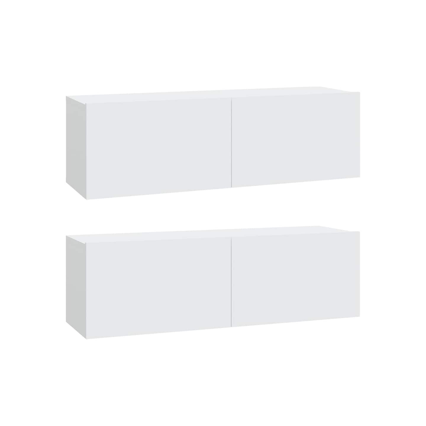 Meubles TV muraux 2 pcs blanc 100x30x30 cm bois d'ingénierie