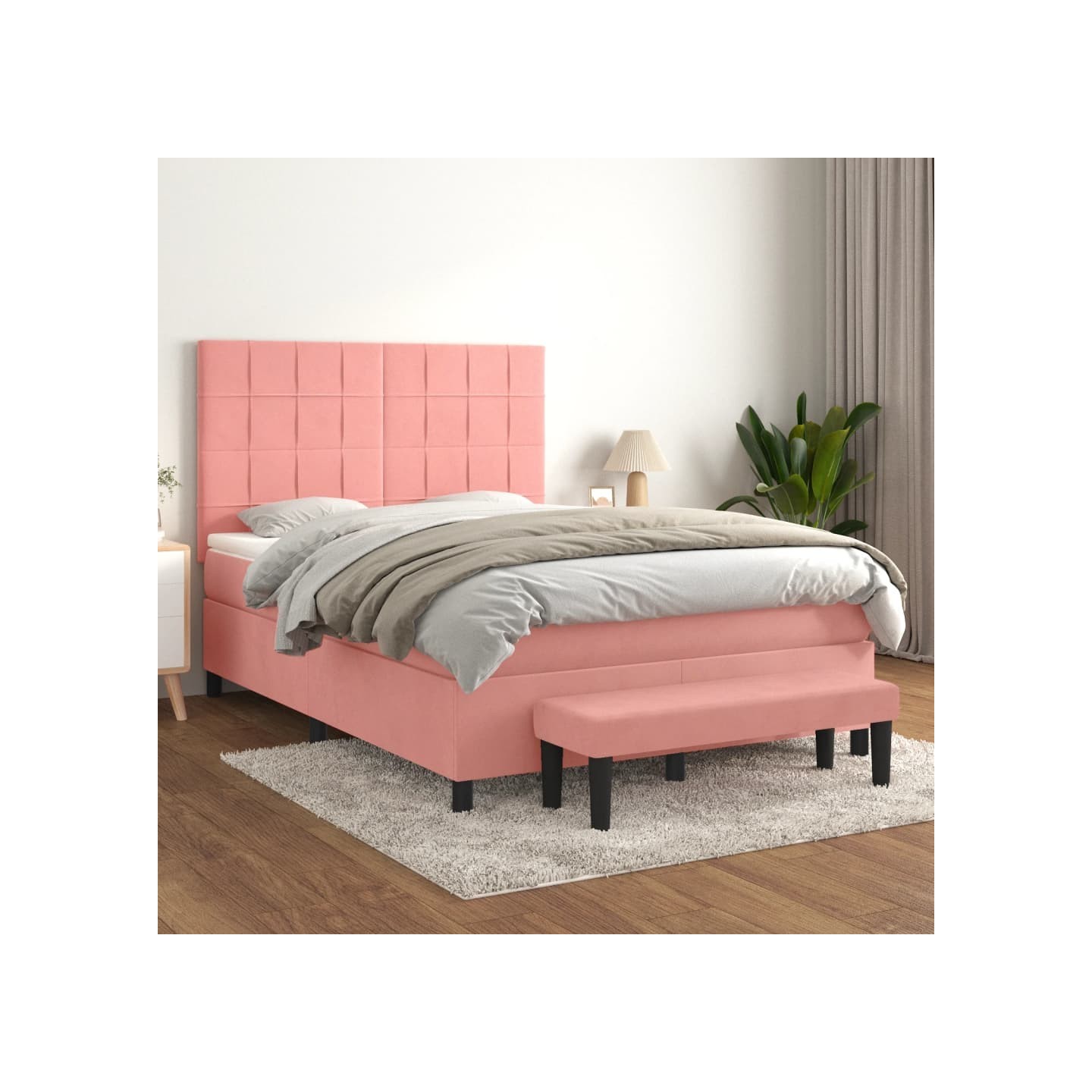 Sommier à lattes de lit avec matelas Rose 140x200 cm Velours