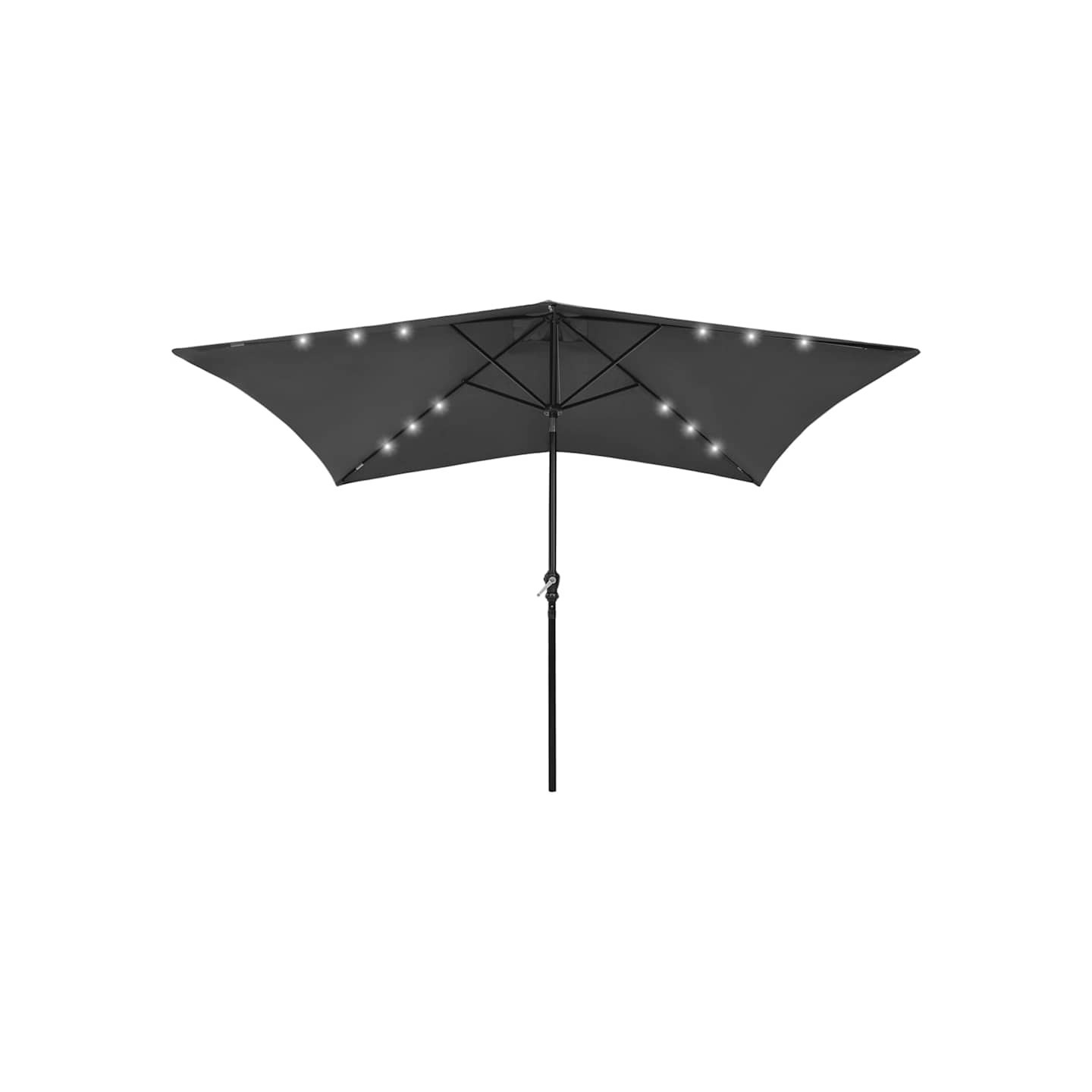 Parasol de jardin avec LED et mât en acier anthracite 2x3 m