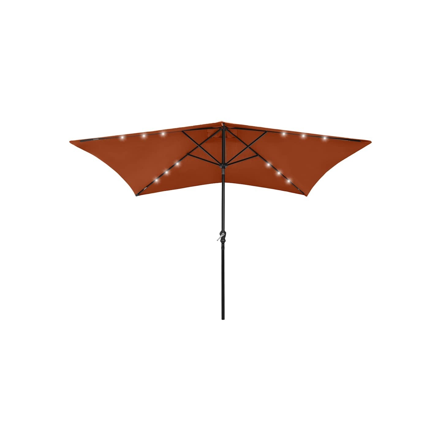 Parasol de jardin avec LED et mât en acier terre cuite 2x3 m