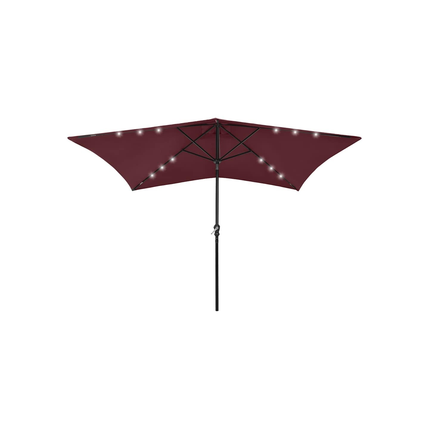 Parasol de jardin avec LED et mât en acier rouge bordeaux 2x3 m