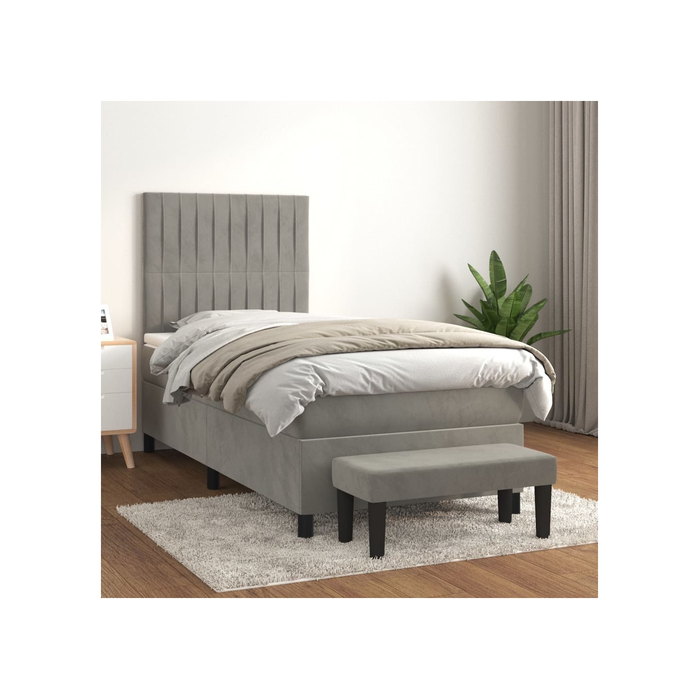 Sommier à lattes de lit et matelas Gris clair 80x200 cm Velours