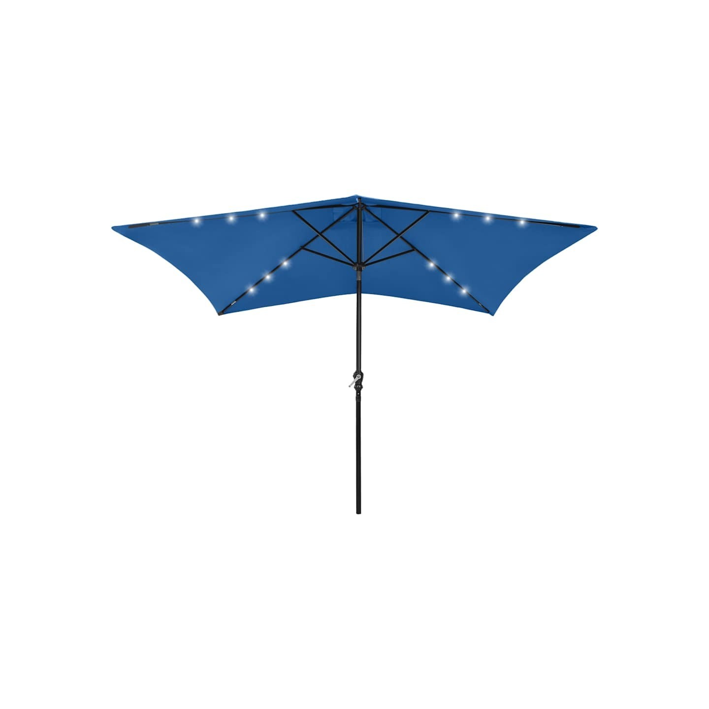 Parasol de jardin avec LED et mât en acier bleu azuré 2x3 m