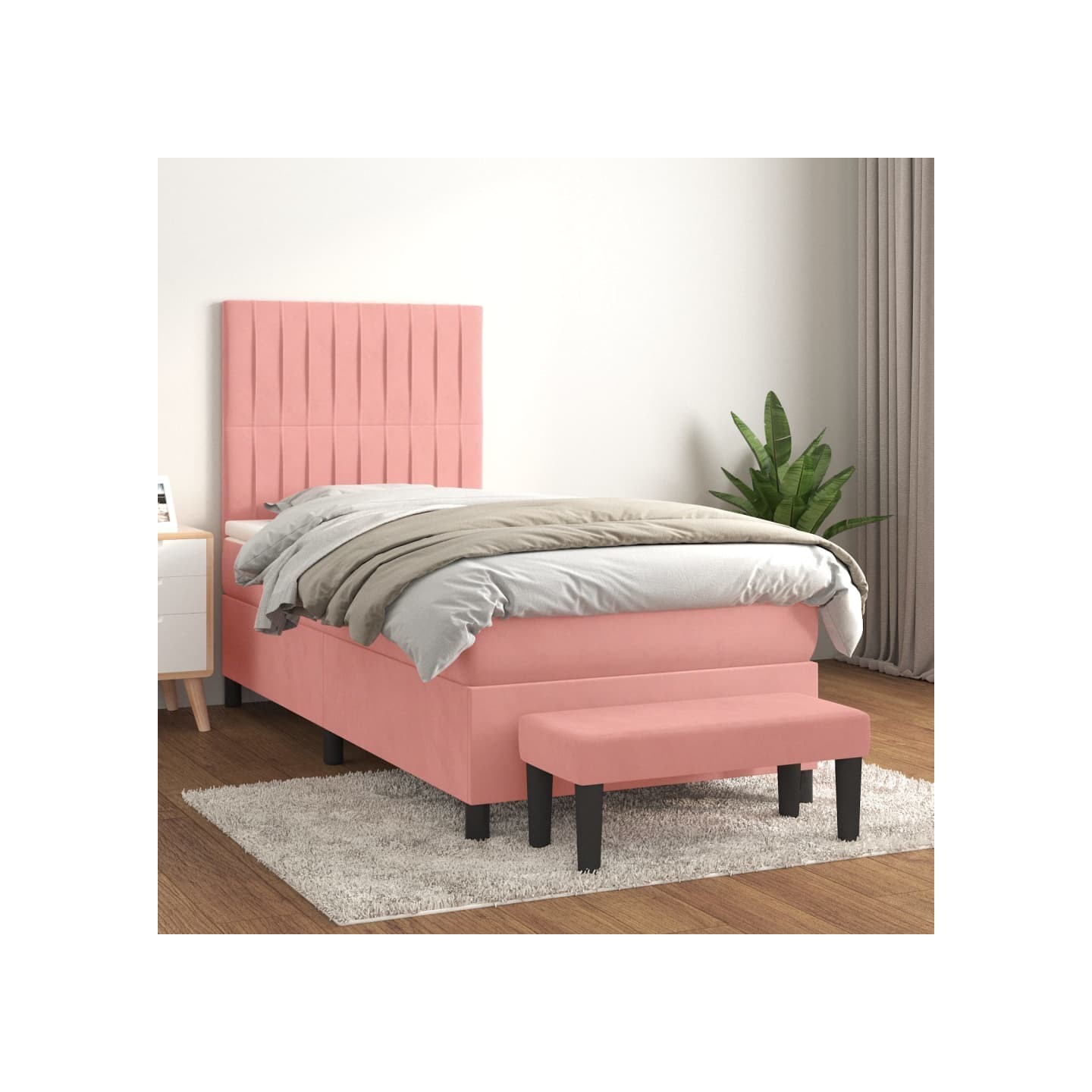 Sommier à lattes de lit et matelas Rose 80x200 cm Velours