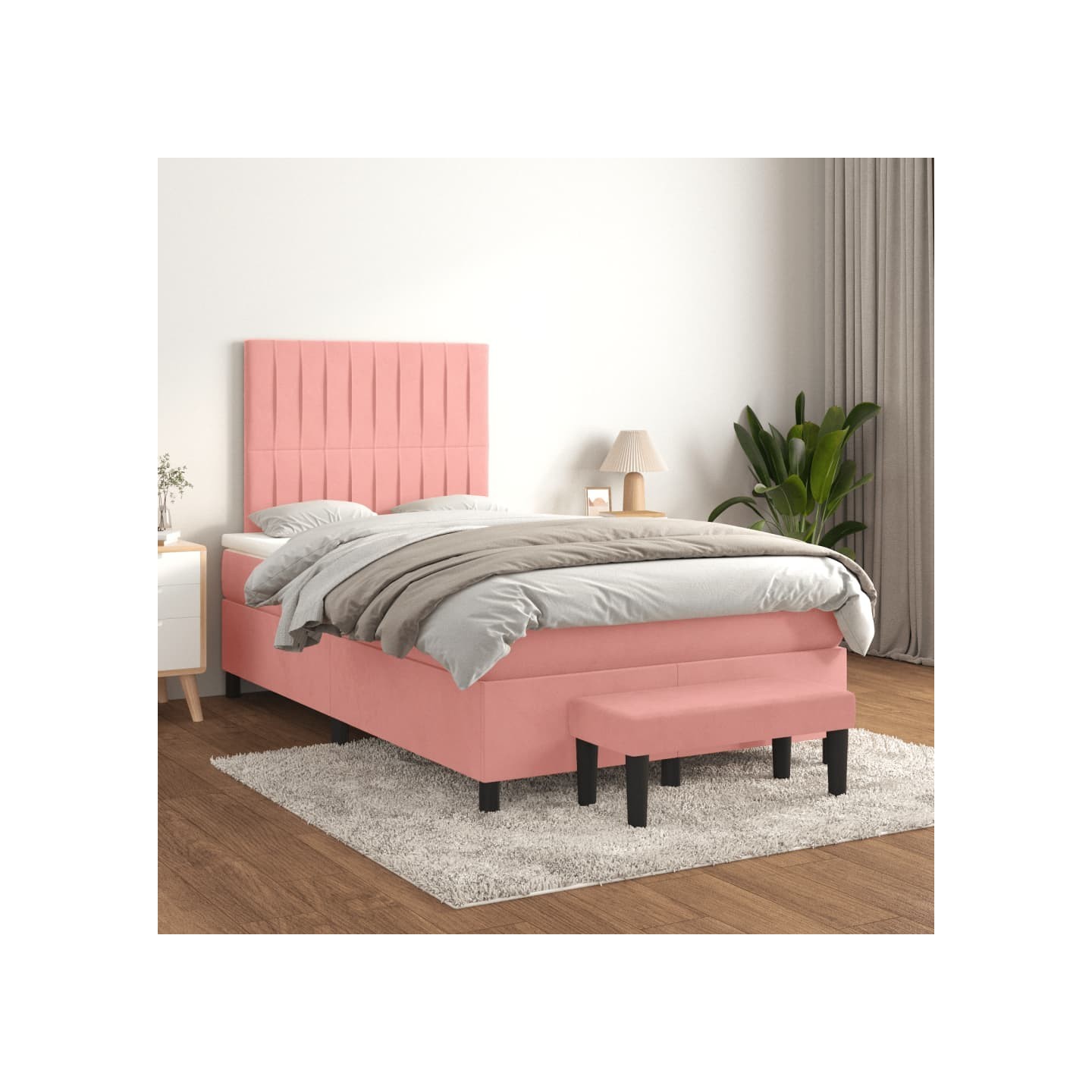 Sommier à lattes de lit avec matelas Rose 120x200 cm Velours