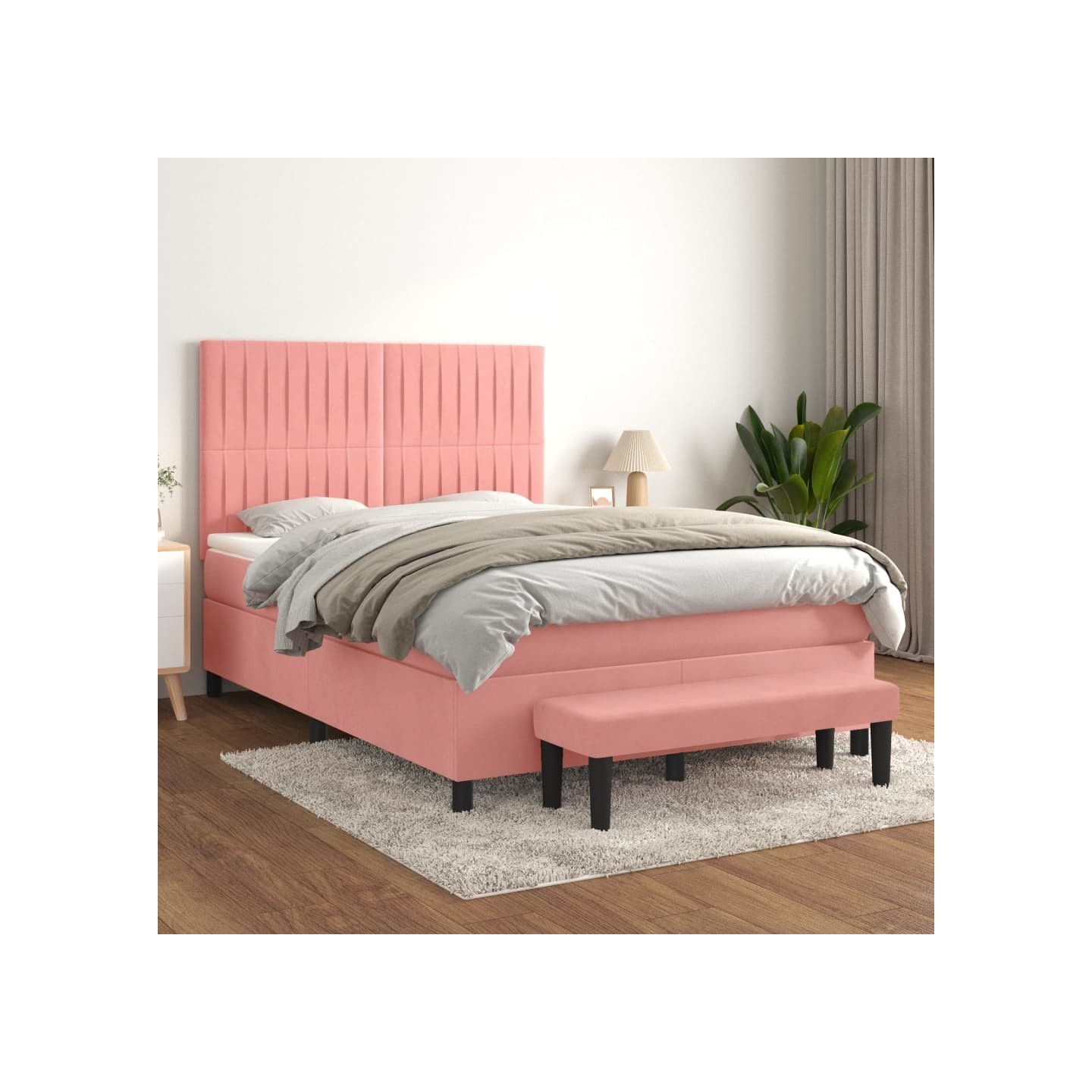 Sommier à lattes de lit avec matelas Rose 140x190 cm Velours