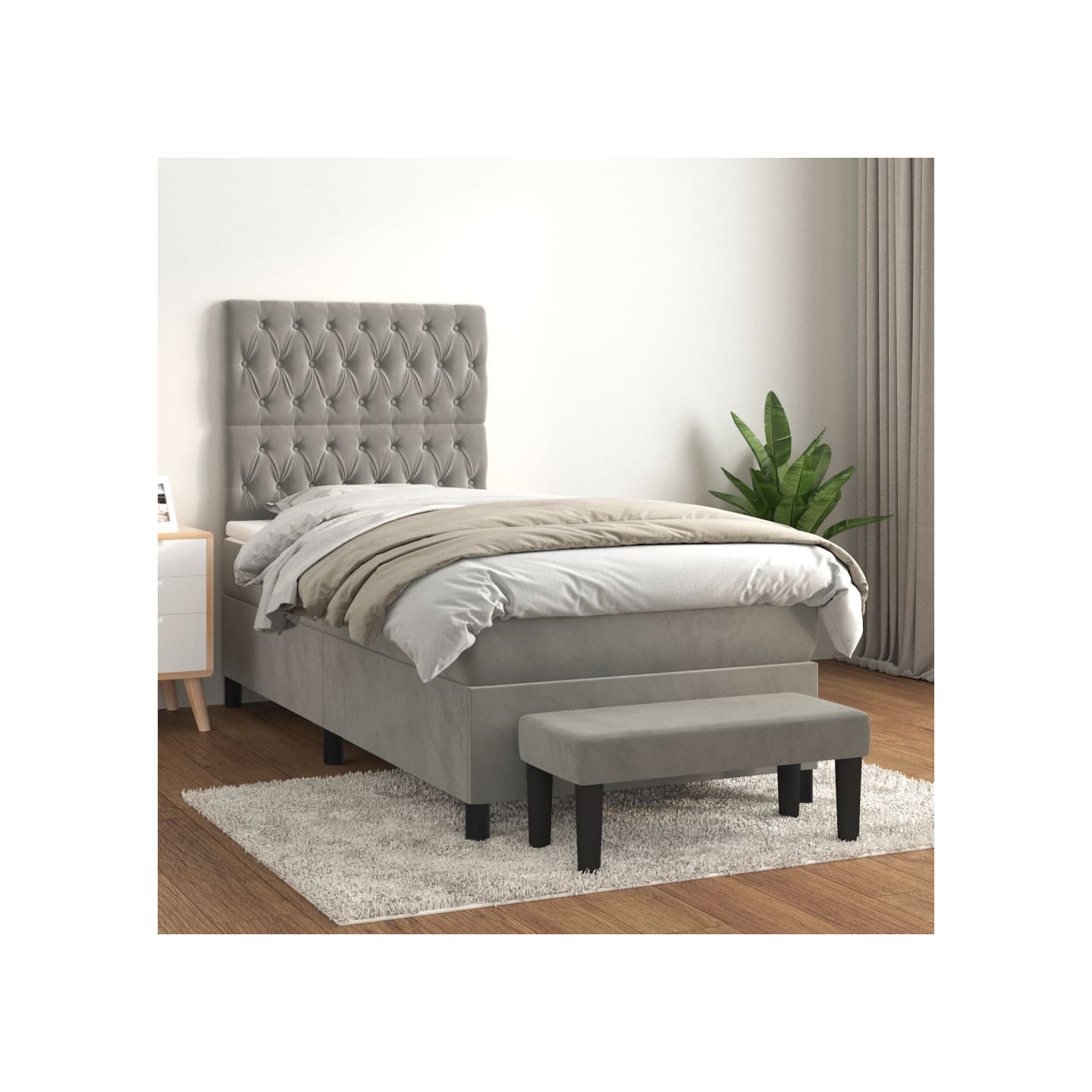 Sommier à lattes de lit et matelas Gris clair 80x200 cm Velours
