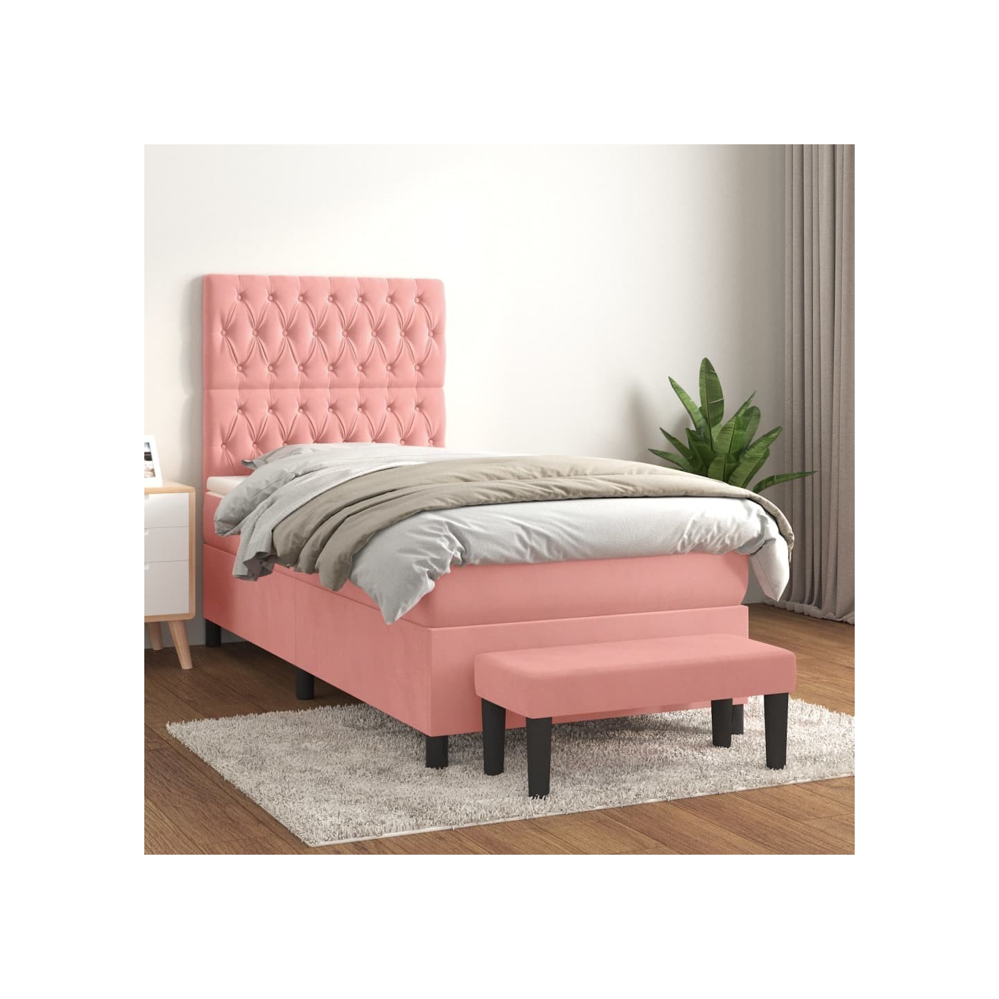 Sommier à lattes de lit et matelas Rose 80x200 cm Velours