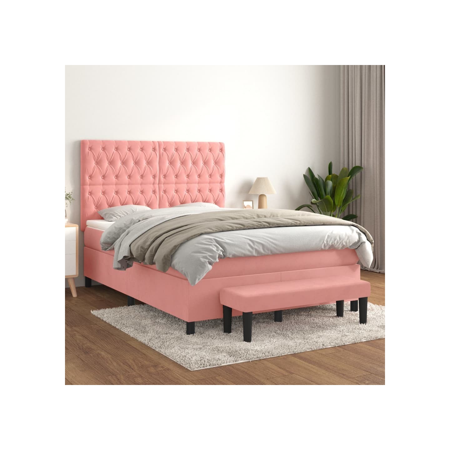 Sommier à lattes de lit avec matelas Rose 140x200 cm Velours