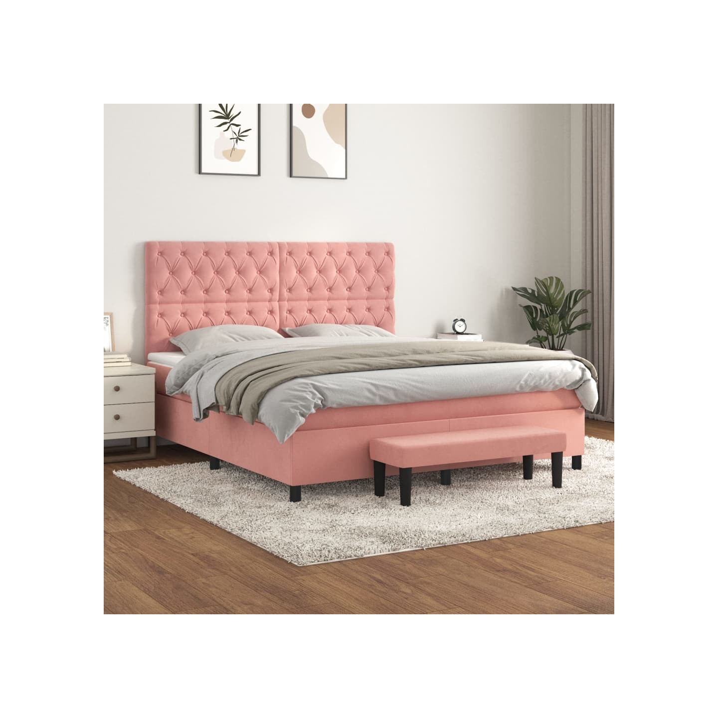 Sommier à lattes de lit avec matelas Rose 160x200 cm Velours