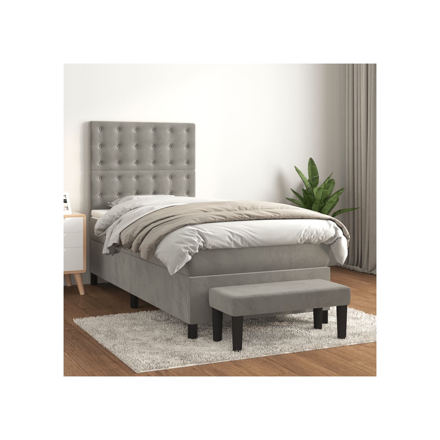 Sommier à lattes de lit et matelas Gris clair 80x200 cm Velours