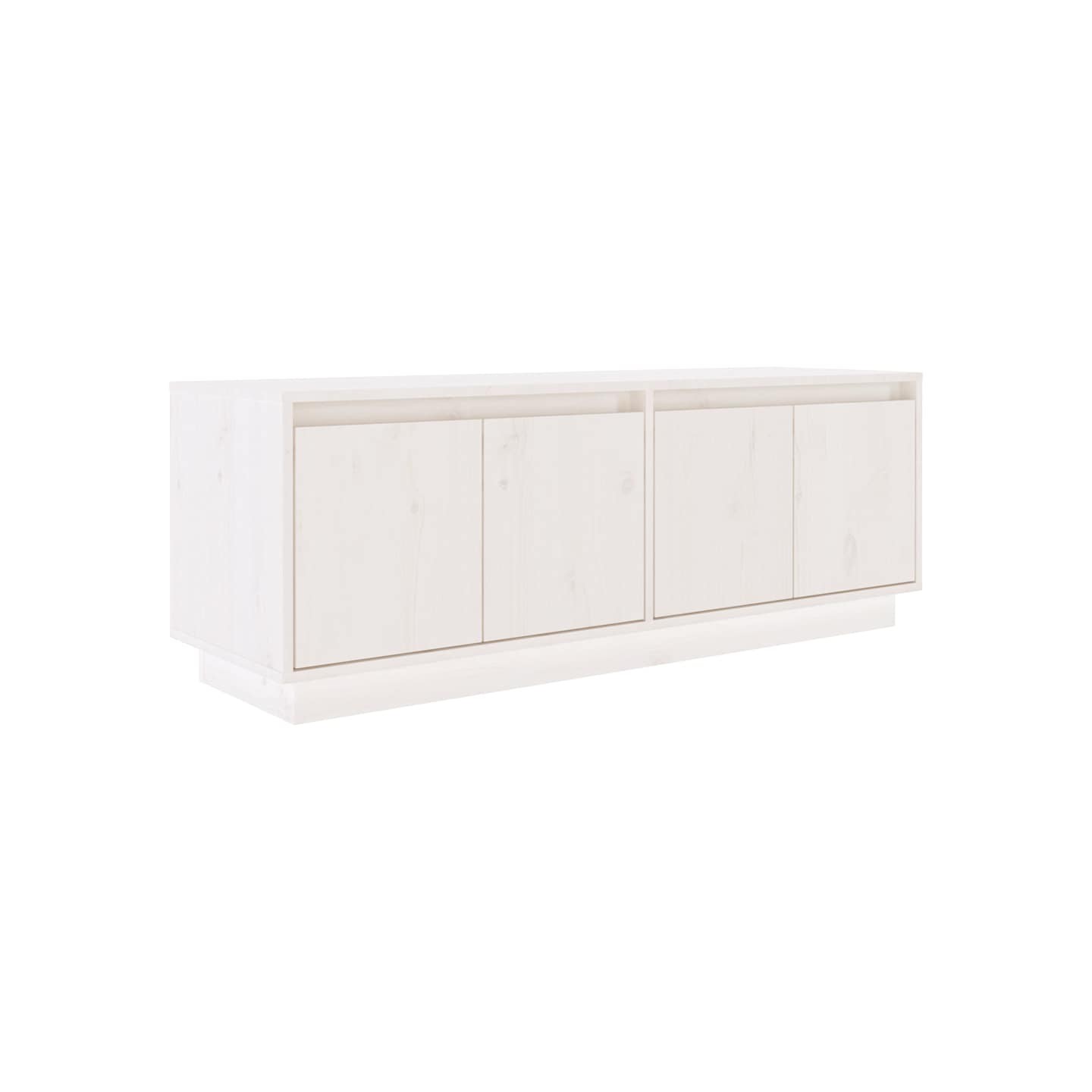 Meuble TV Blanc 110x34x40 cm Bois de pin massif