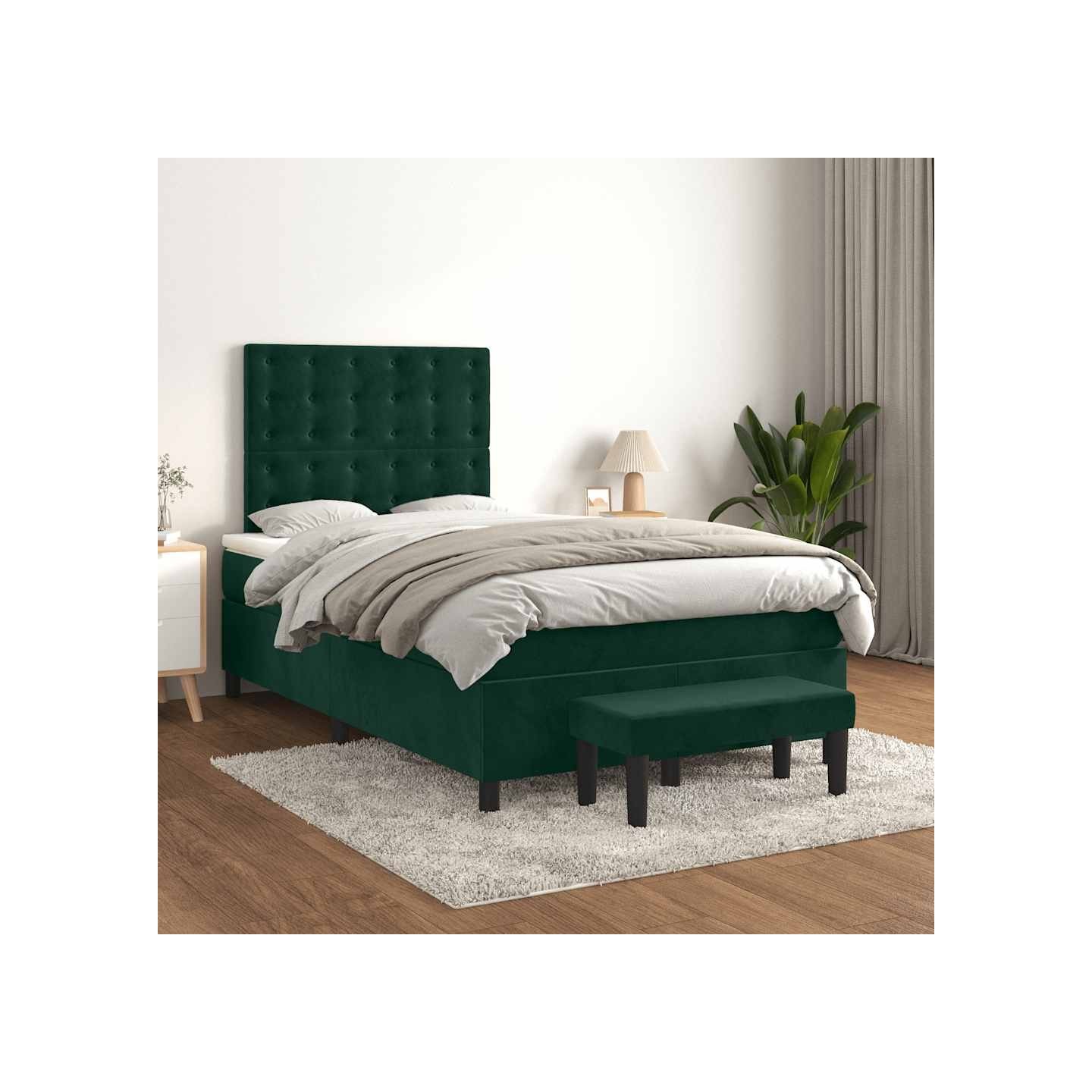 Sommier à lattes de lit et matelas Vert foncé 120x200cm Velours