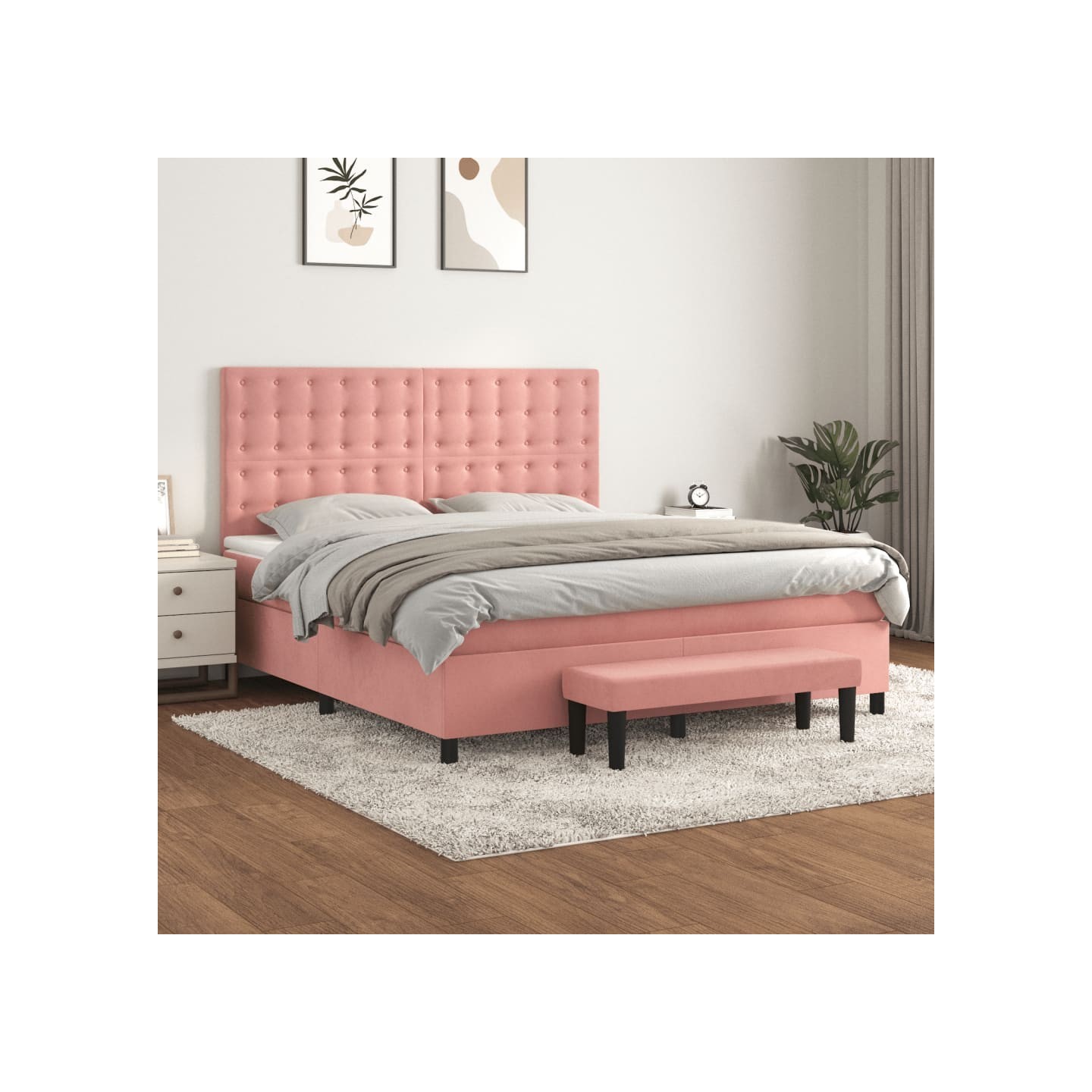Sommier à lattes de lit avec matelas Rose 180x200 cm Velours