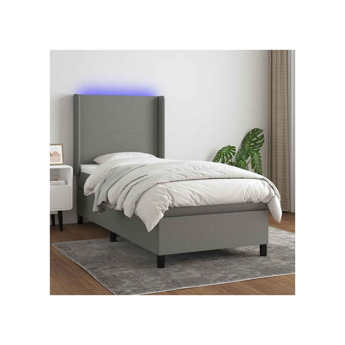 Sommier à lattes de lit matelas LED Gris foncé 80x200 cm Tissu