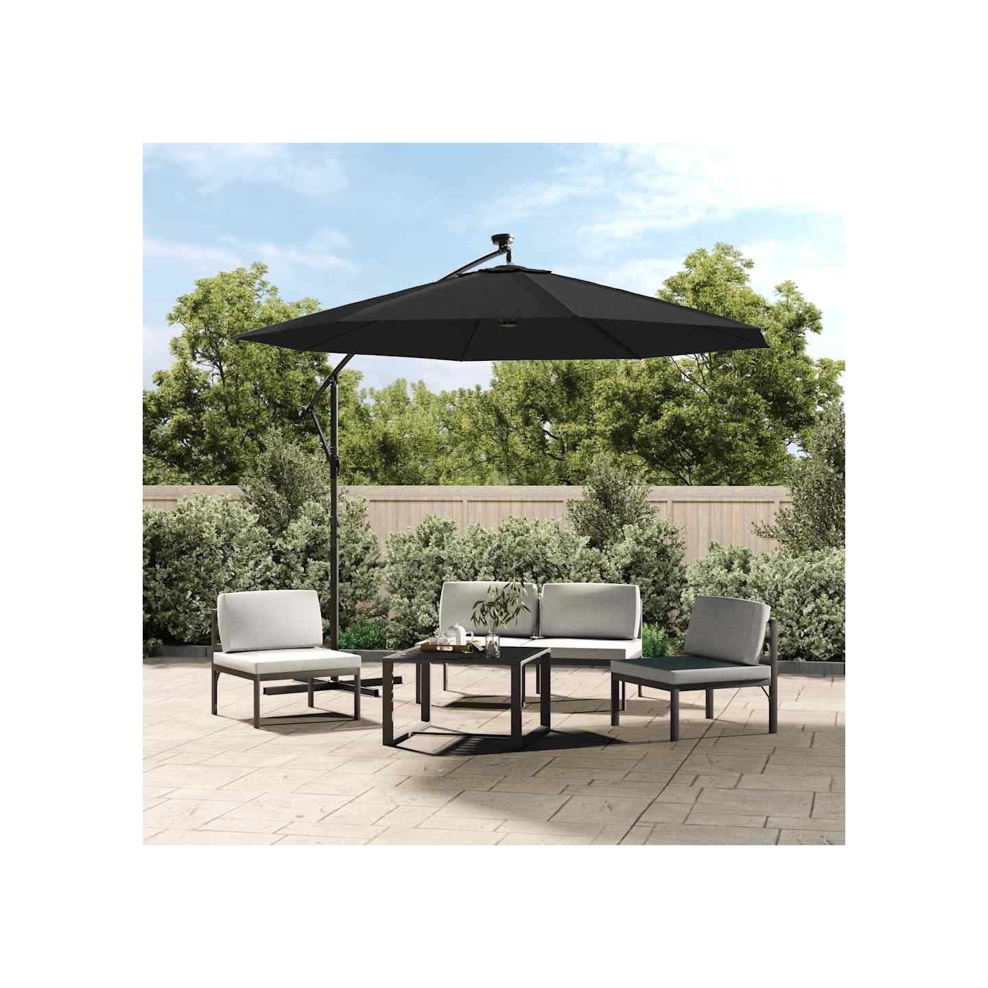 Toile de Rechange pour Parasol Noir 350 cm