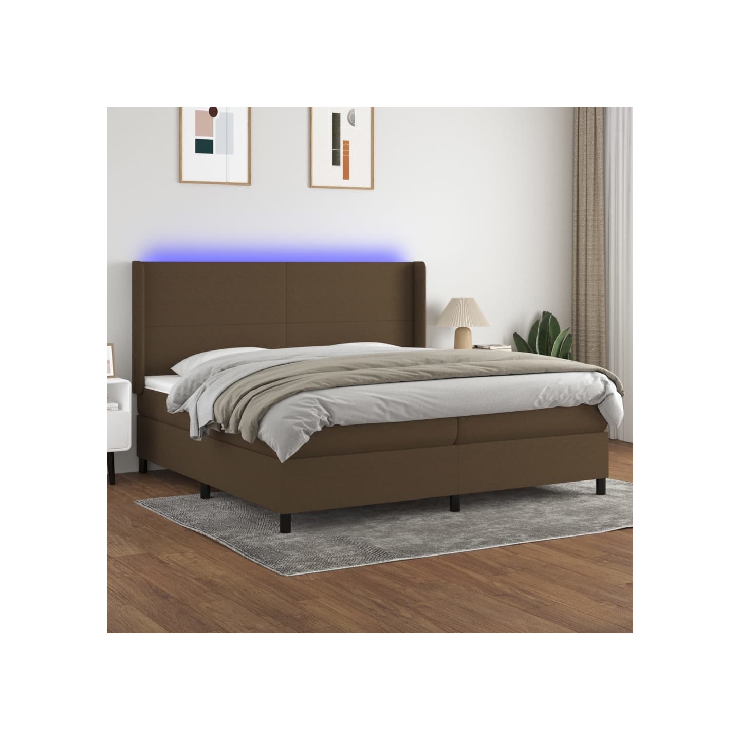 Sommier à lattes de lit matelas LED Marron foncé 200x200 cm