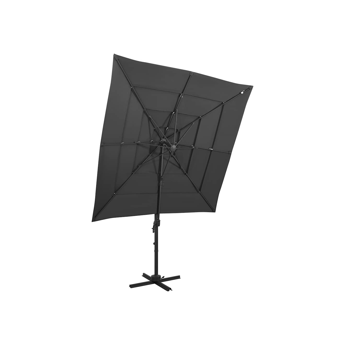 Parasol de jardin à 4 niveaux avec mât en aluminium anthracite