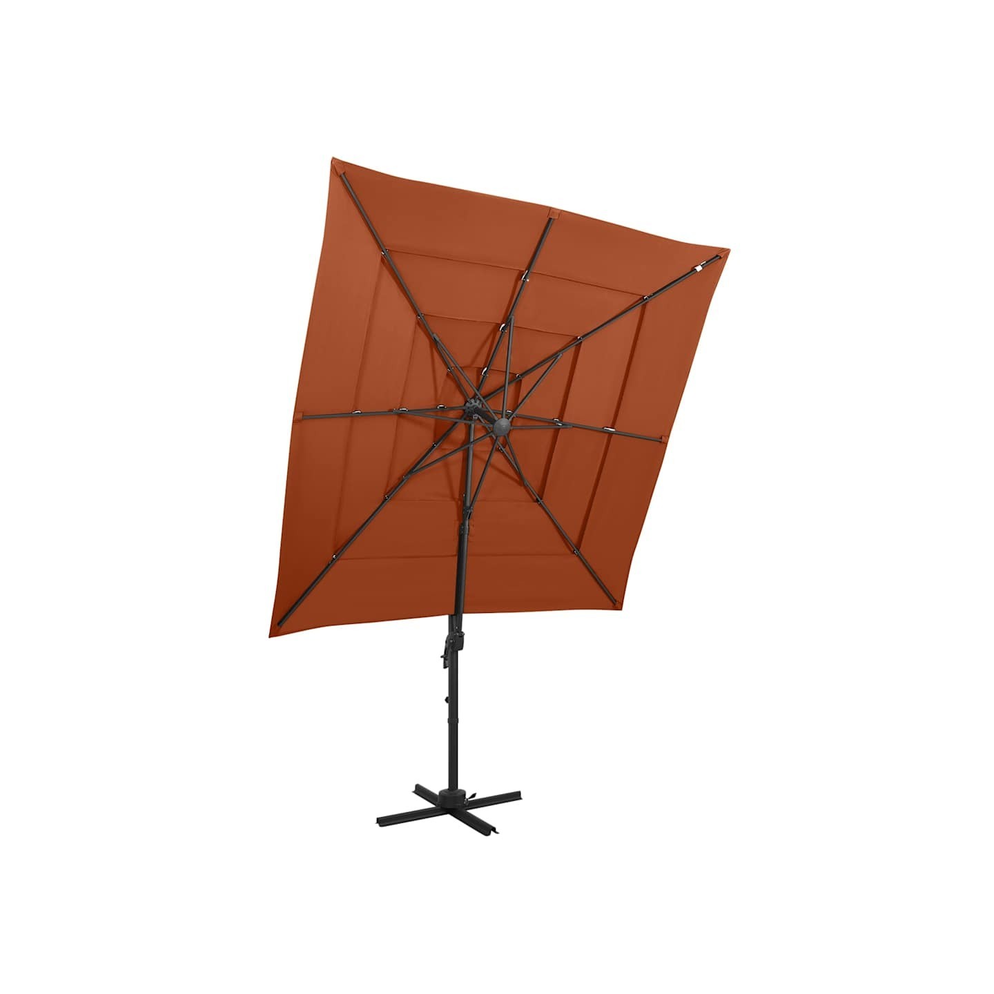 Parasol de jardin à 4 niveaux avec mât en aluminium terre cuite