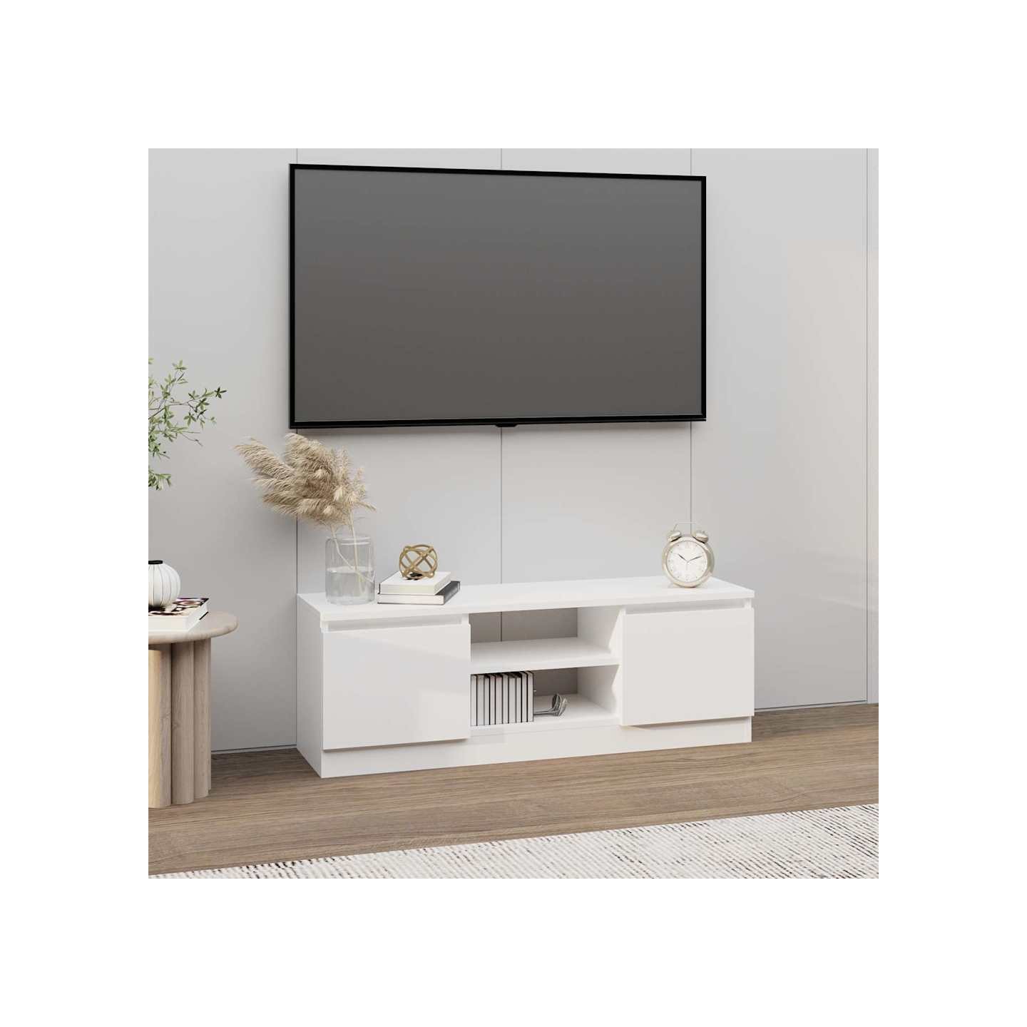 Meuble TV avec porte Blanc 102x30x36 cm