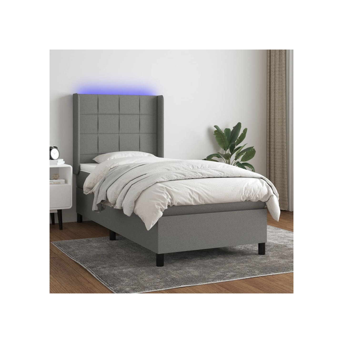 Sommier à lattes de lit matelas LED Gris foncé 80x200cm Tissu