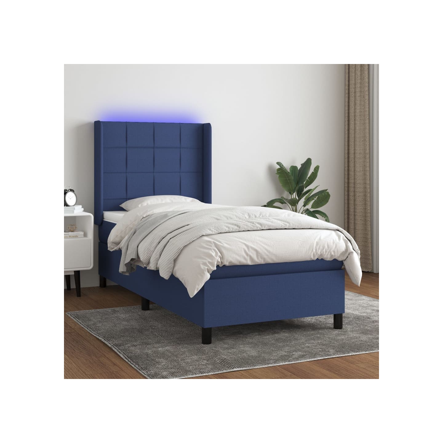 Sommier à lattes de lit matelas LED Bleu 80x200cm Tissu