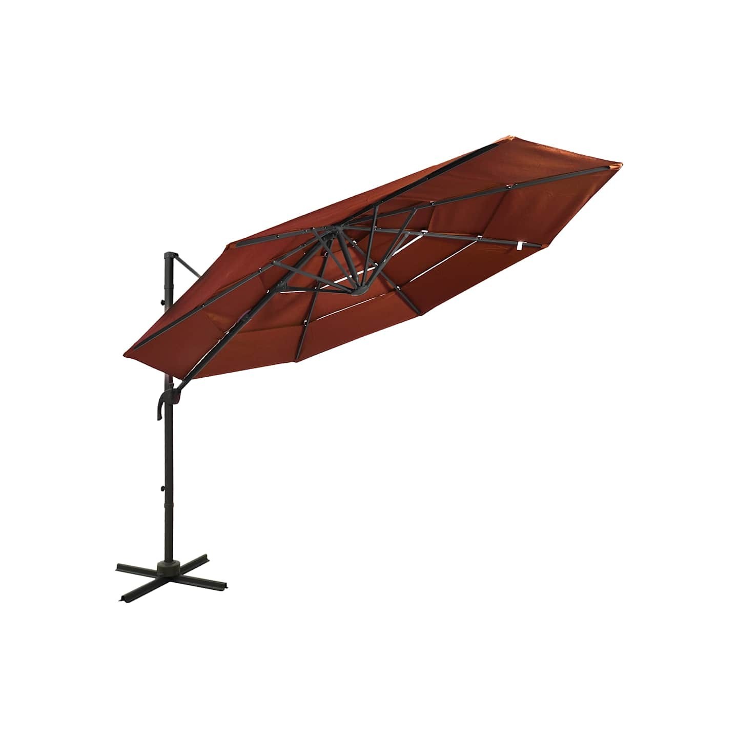 Parasol de jardin à 4 niveaux avec mât en aluminium terre cuite