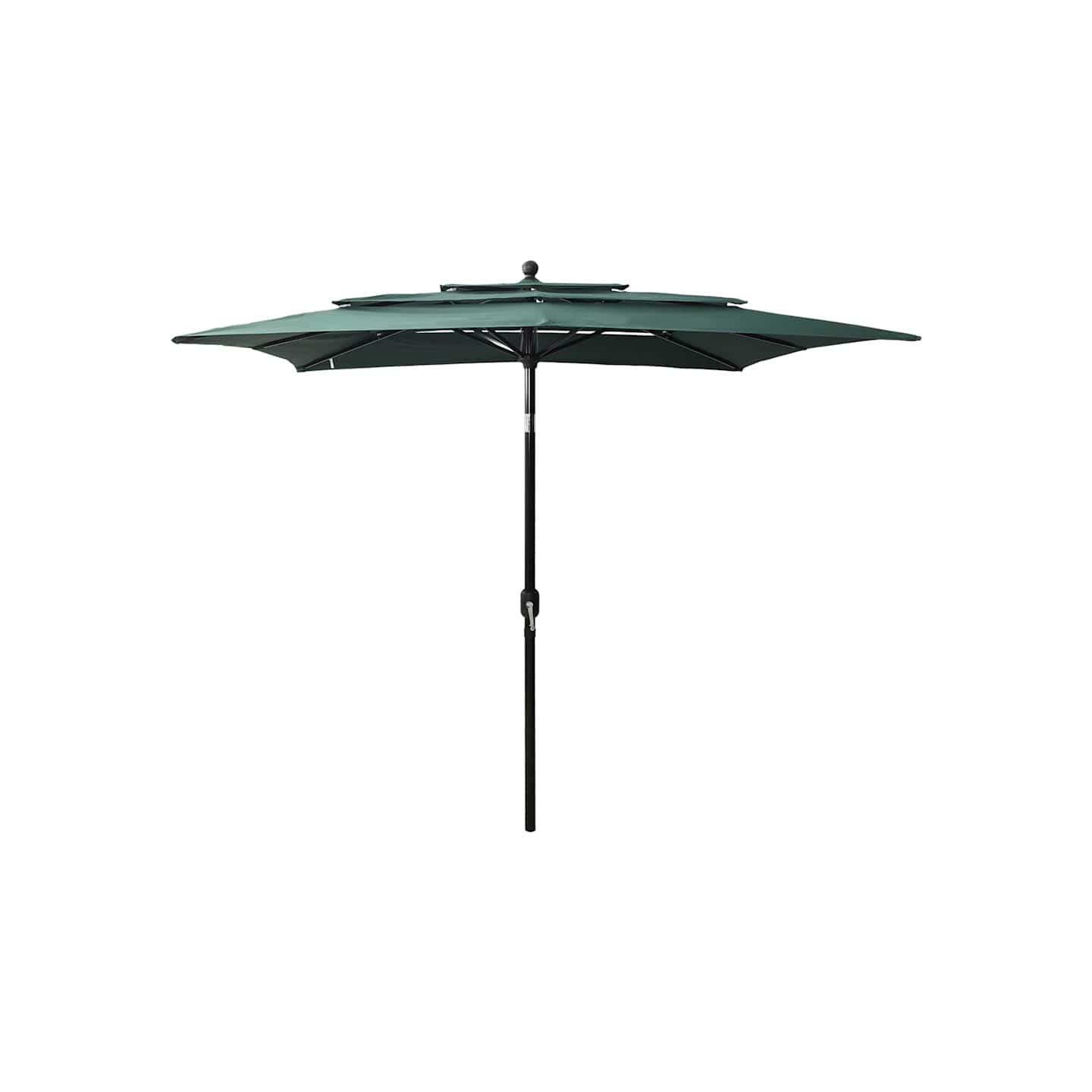 Parasol de jardin à 3 niveaux avec mât en aluminium vert