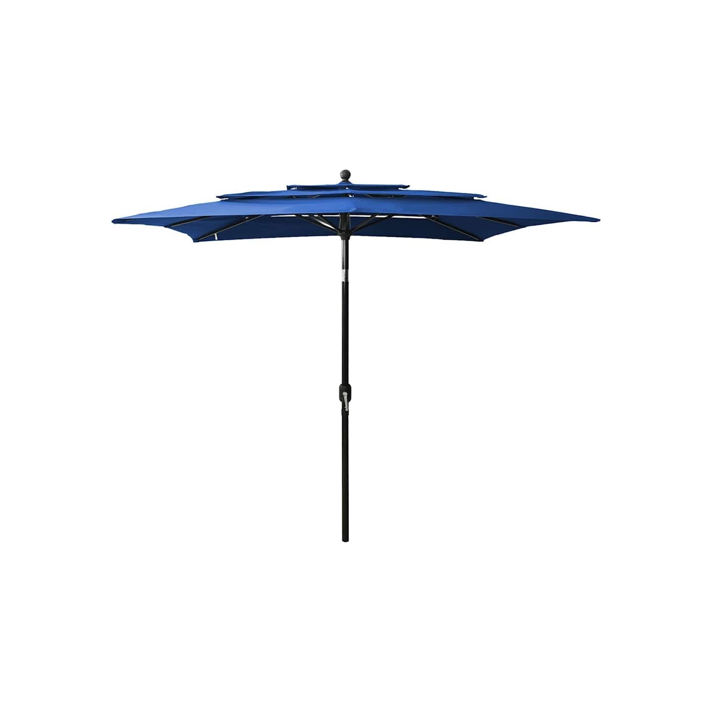 Parasol de jardin à 3 niveaux avec mât en aluminium bleu azuré