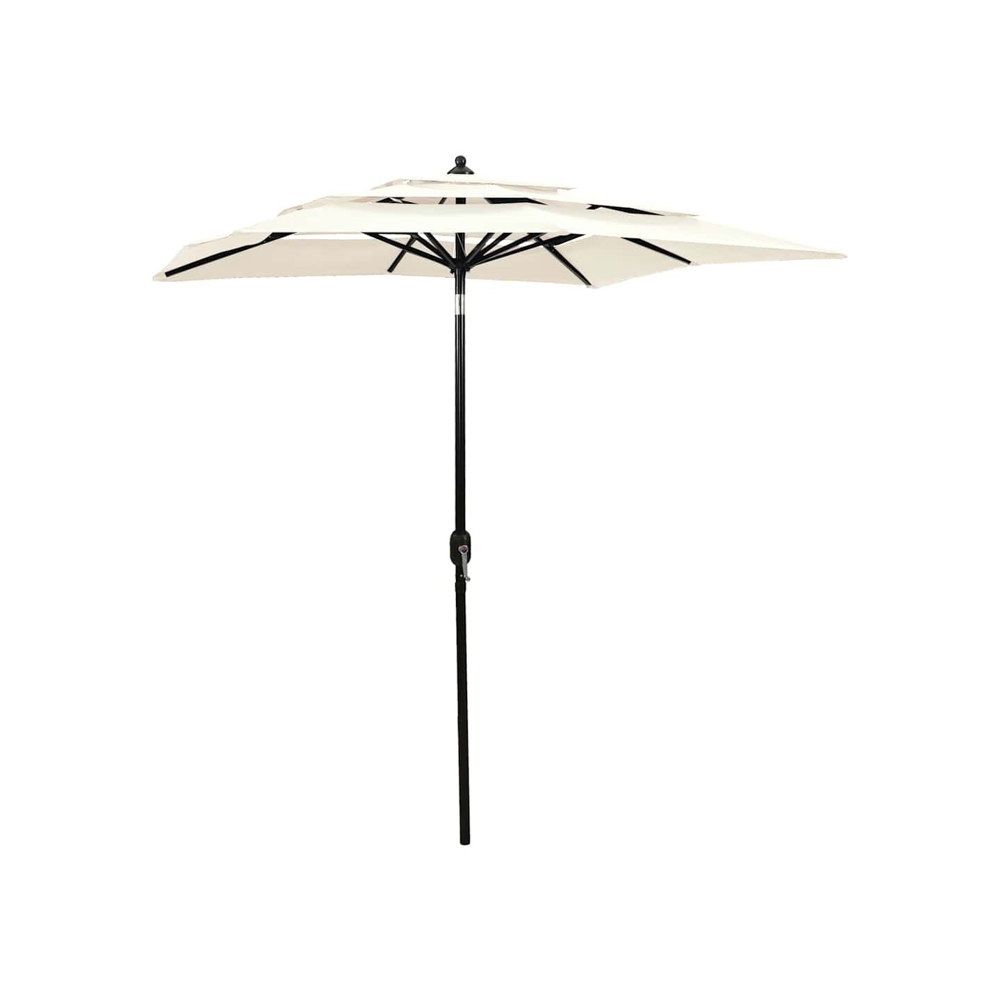 Parasol de jardin à 3 niveaux avec mât en aluminium sable 2x2 m