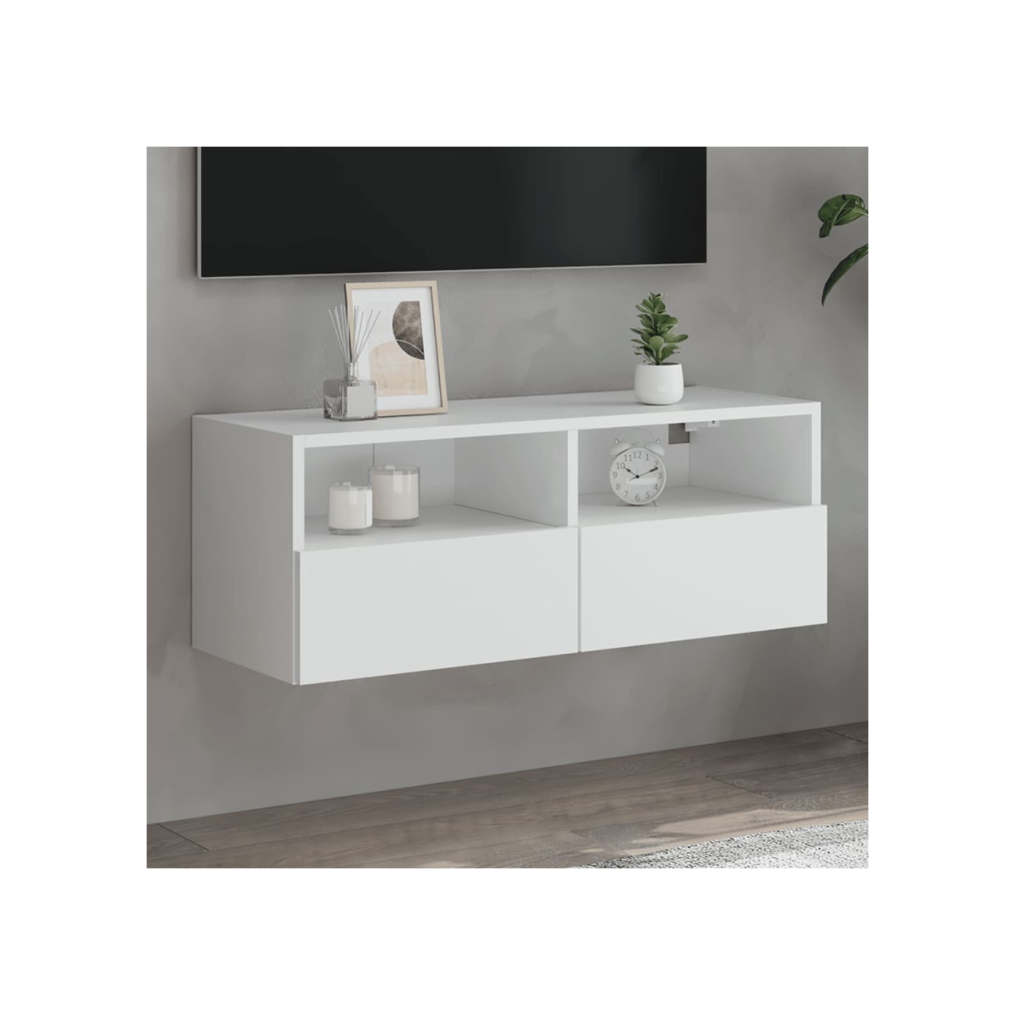 Meuble TV mural blanc 80x30x30 cm bois d'ingénierie