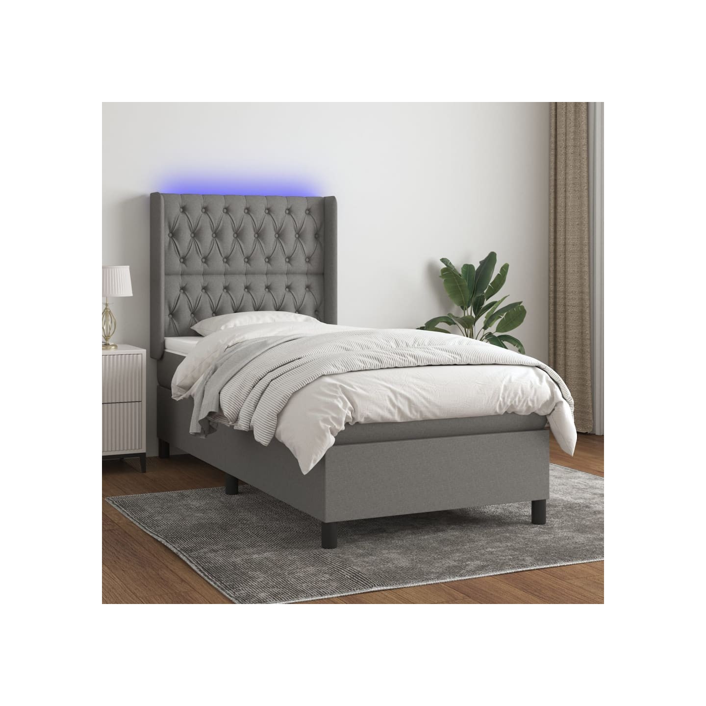 Sommier à lattes de lit matelas LED Gris foncé 80x200cm Tissu