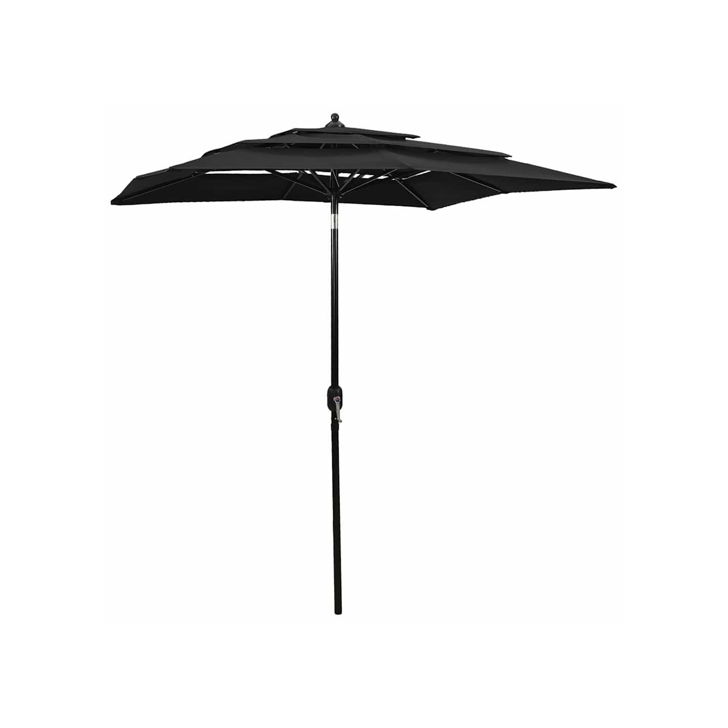 Parasol de jardin à 3 niveaux avec mât en aluminium noir 2x2 m