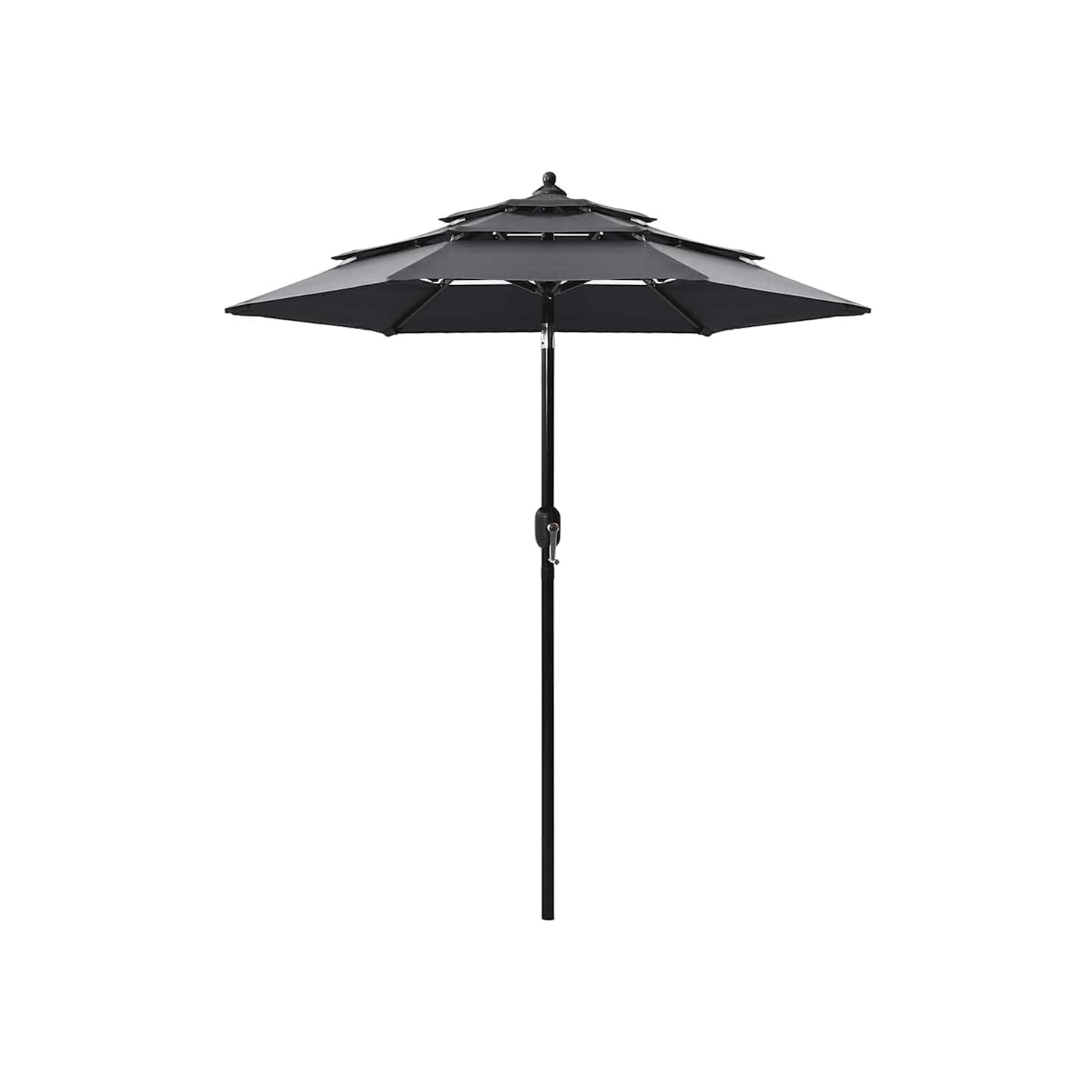 Parasol de jardin à 3 niveaux avec mât en aluminium anthracite