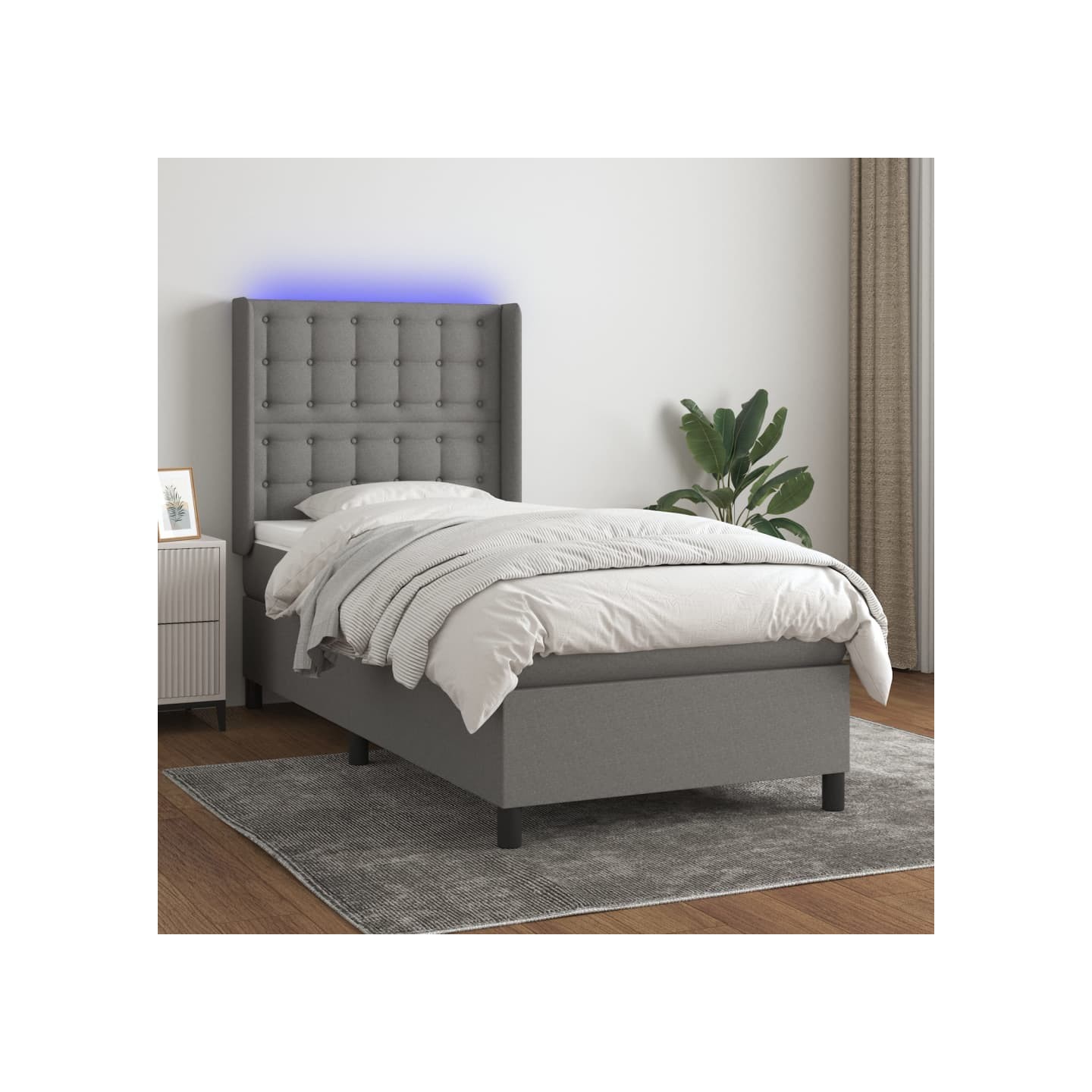 Sommier à lattes de lit matelas LED Gris foncé 80x200cm Tissu