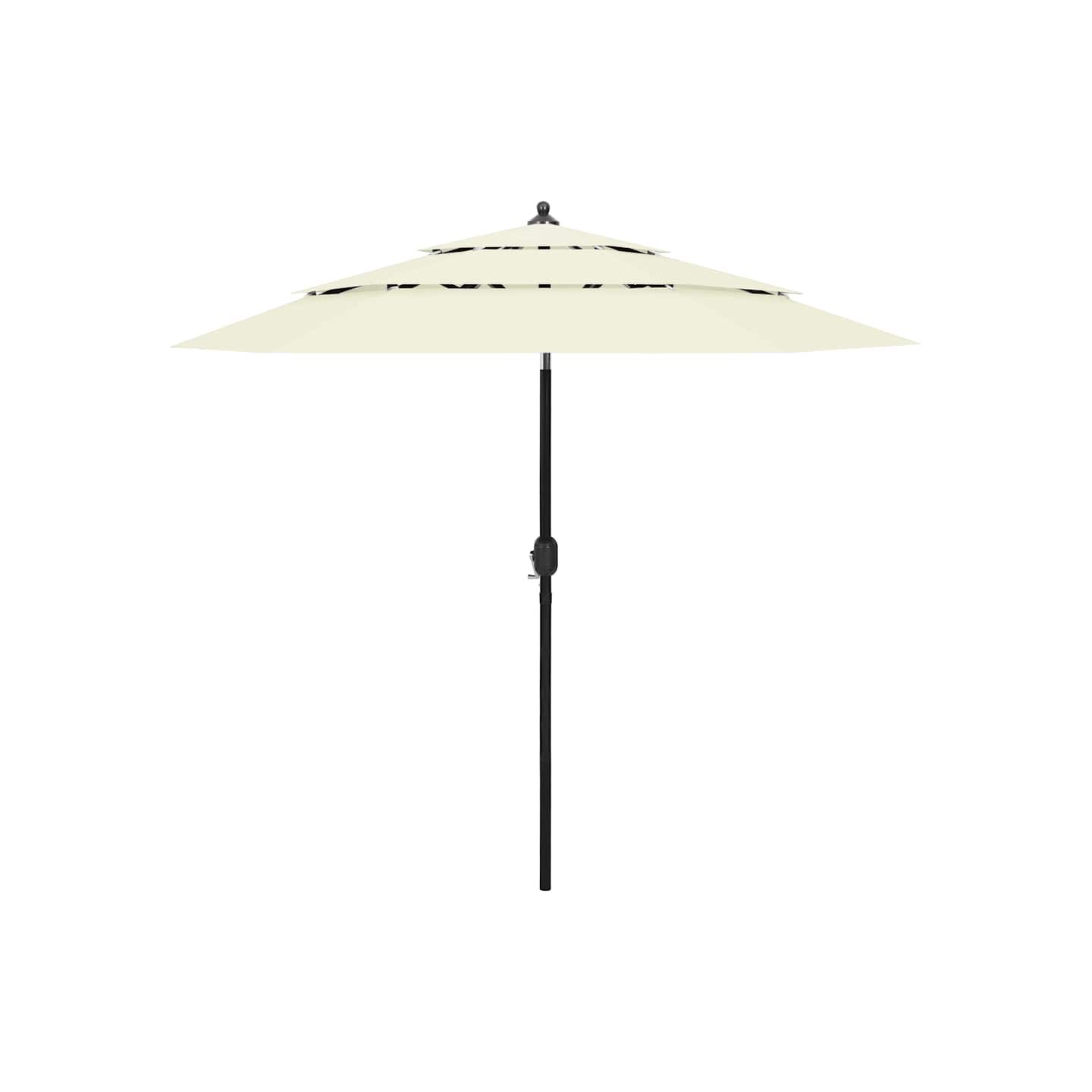 Parasol de jardin à 3 niveaux avec mât en aluminium sable 2,5 m