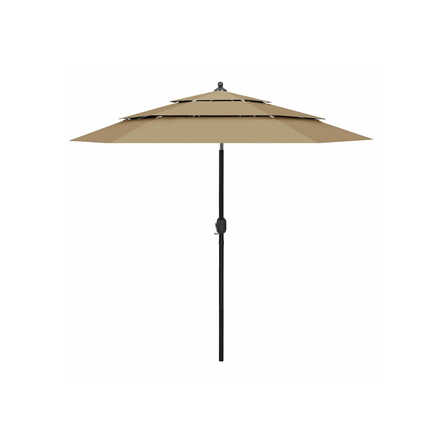 Parasol de jardin à 3 niveaux avec mât en aluminium taupe 2,5 m