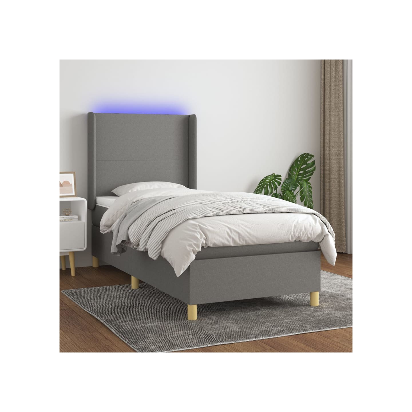 Sommier à lattes de lit matelas LED Gris foncé 90x190cm Tissu