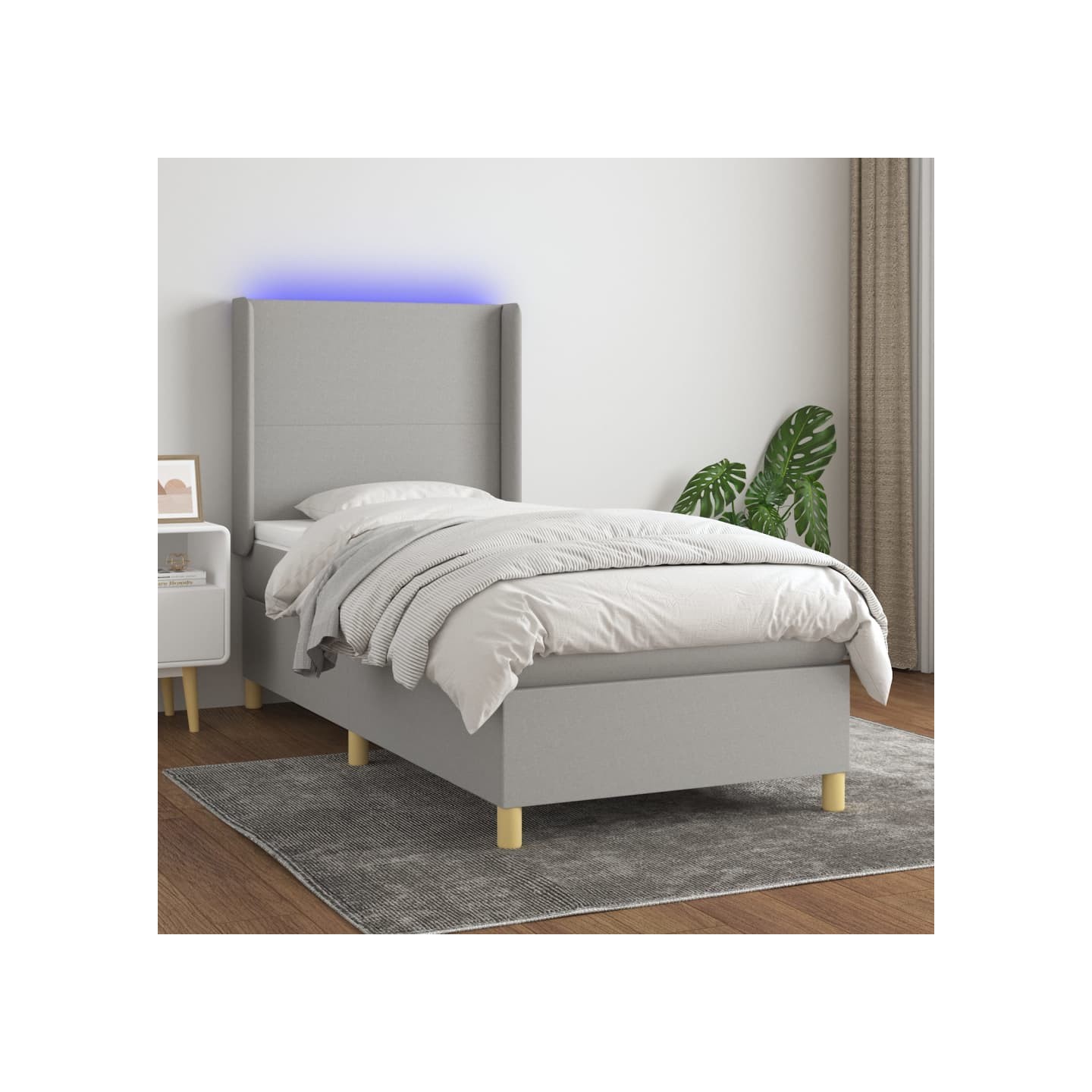 Sommier à lattes de lit matelas LED Gris clair 90x190cm Tissu