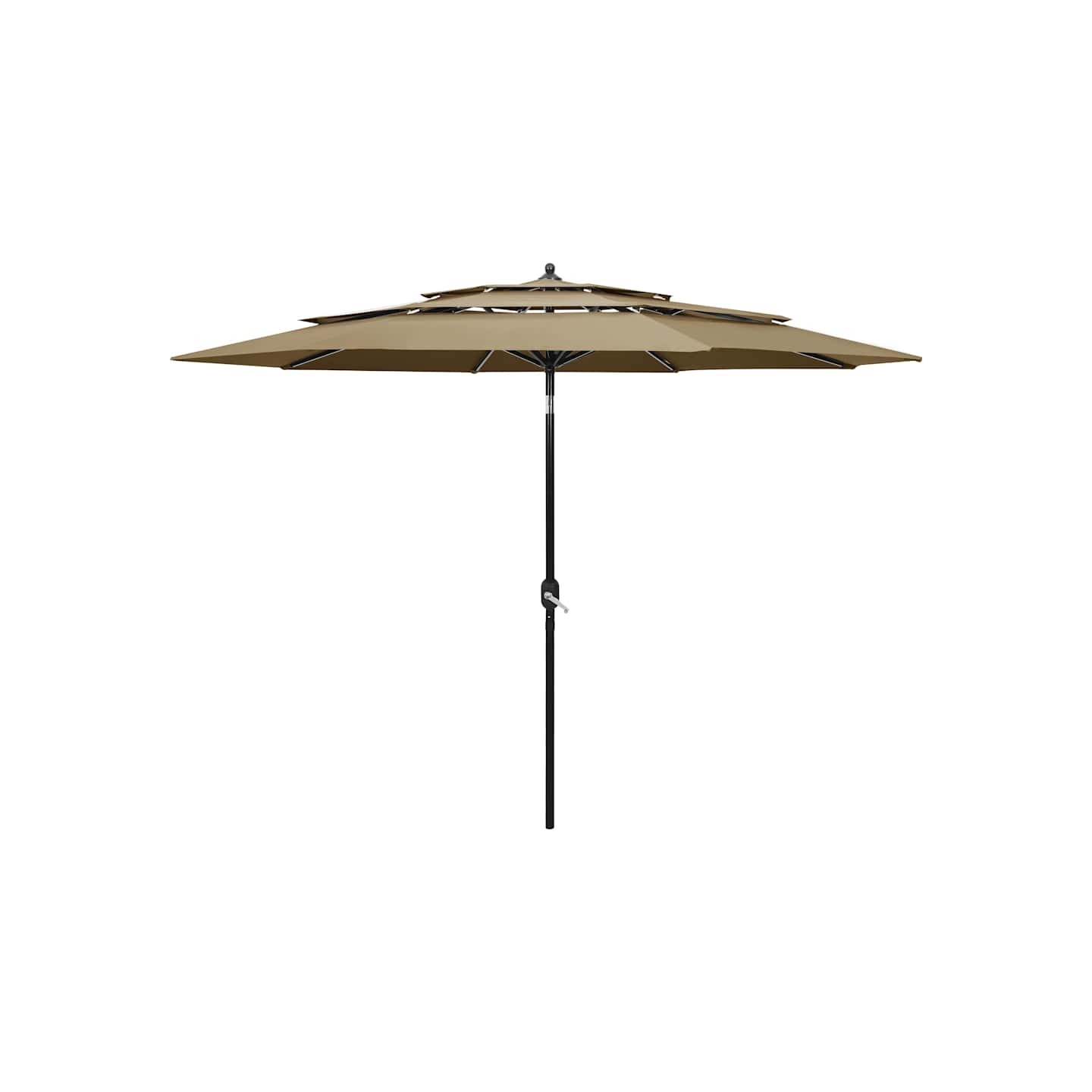 Parasol de jardin à 3 niveaux avec mât en aluminium taupe 3 m