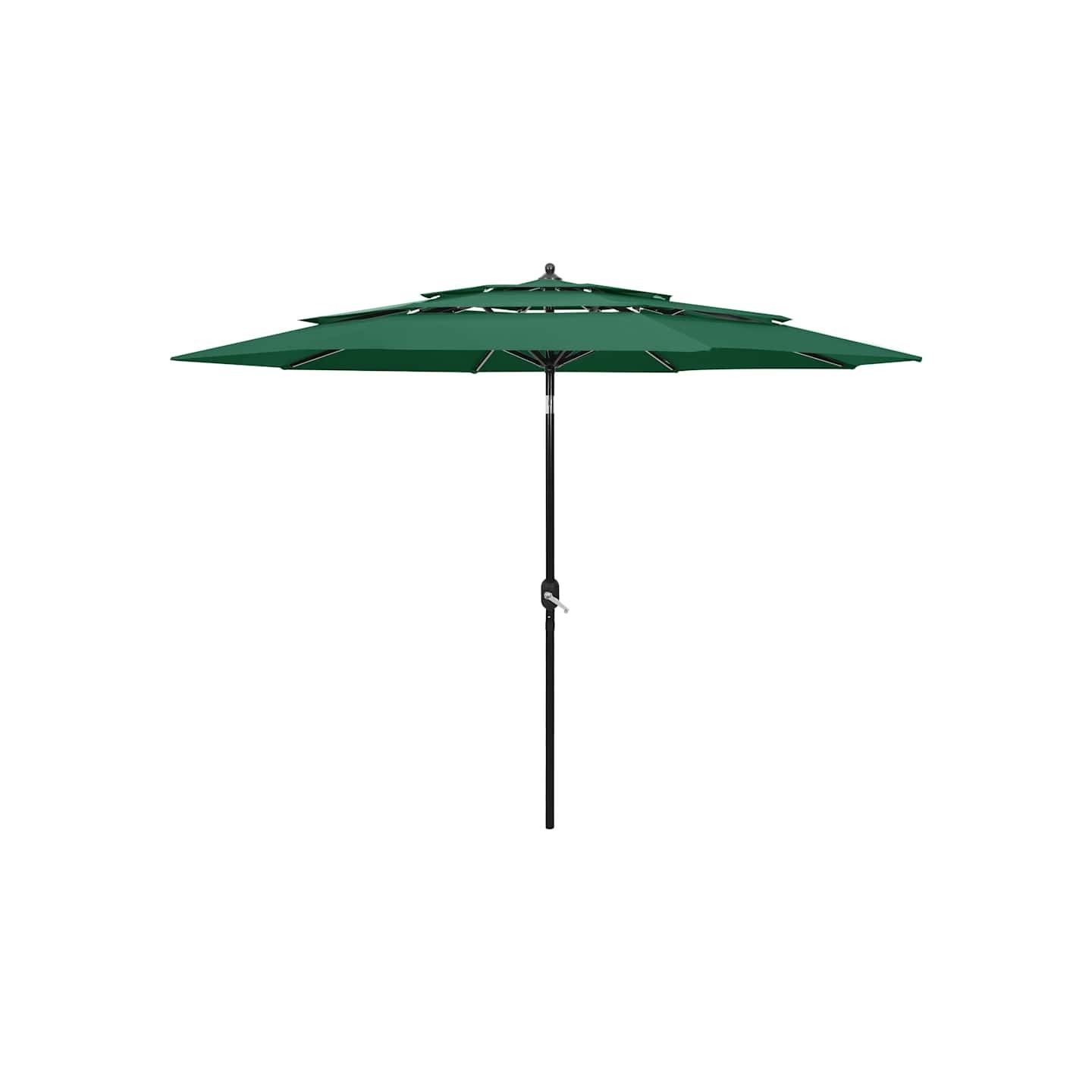 Parasol de jardin à 3 niveaux avec mât en aluminium vert 3 m