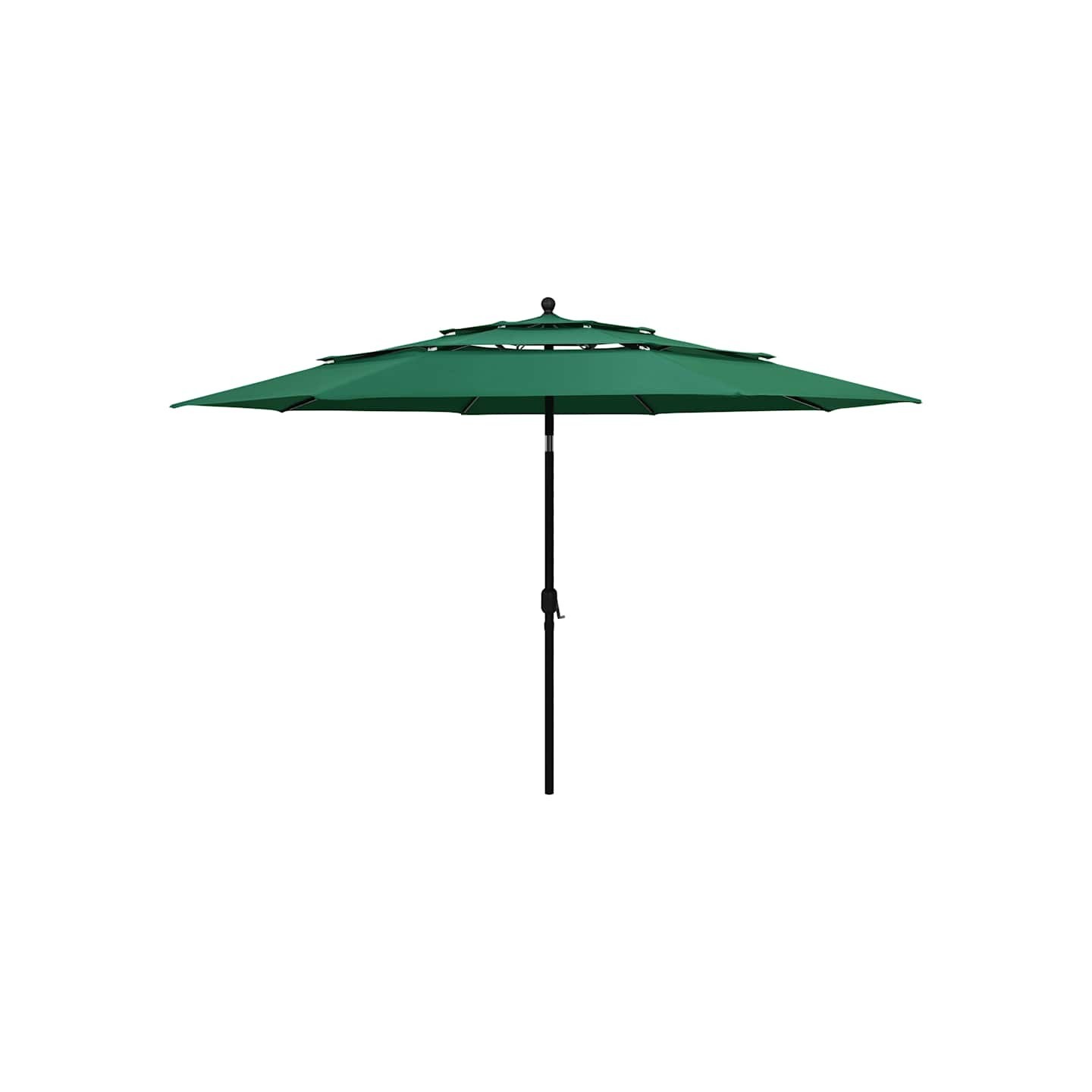 Parasol de jardin à 3 niveaux avec mât en aluminium vert 3,5 m