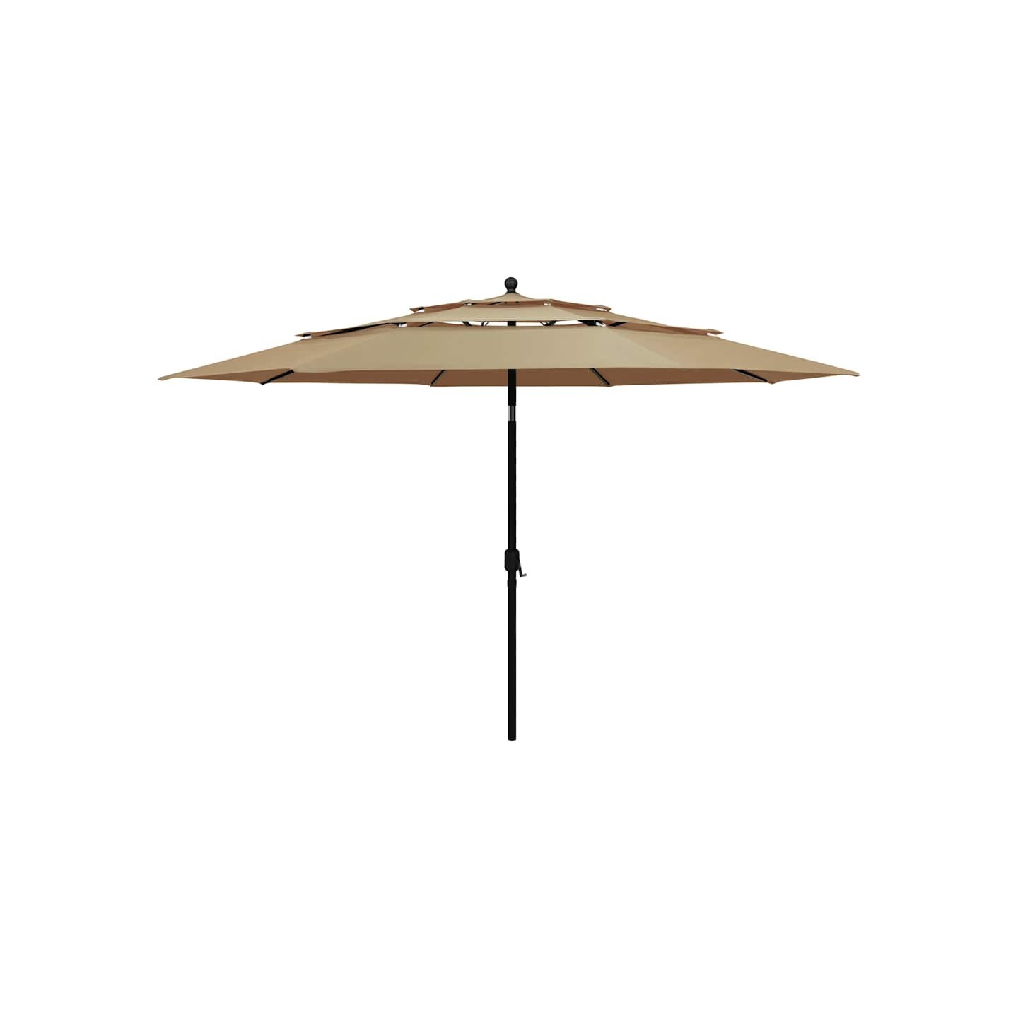 Parasol de jardin à 3 niveaux avec mât en aluminium taupe 3,5 m