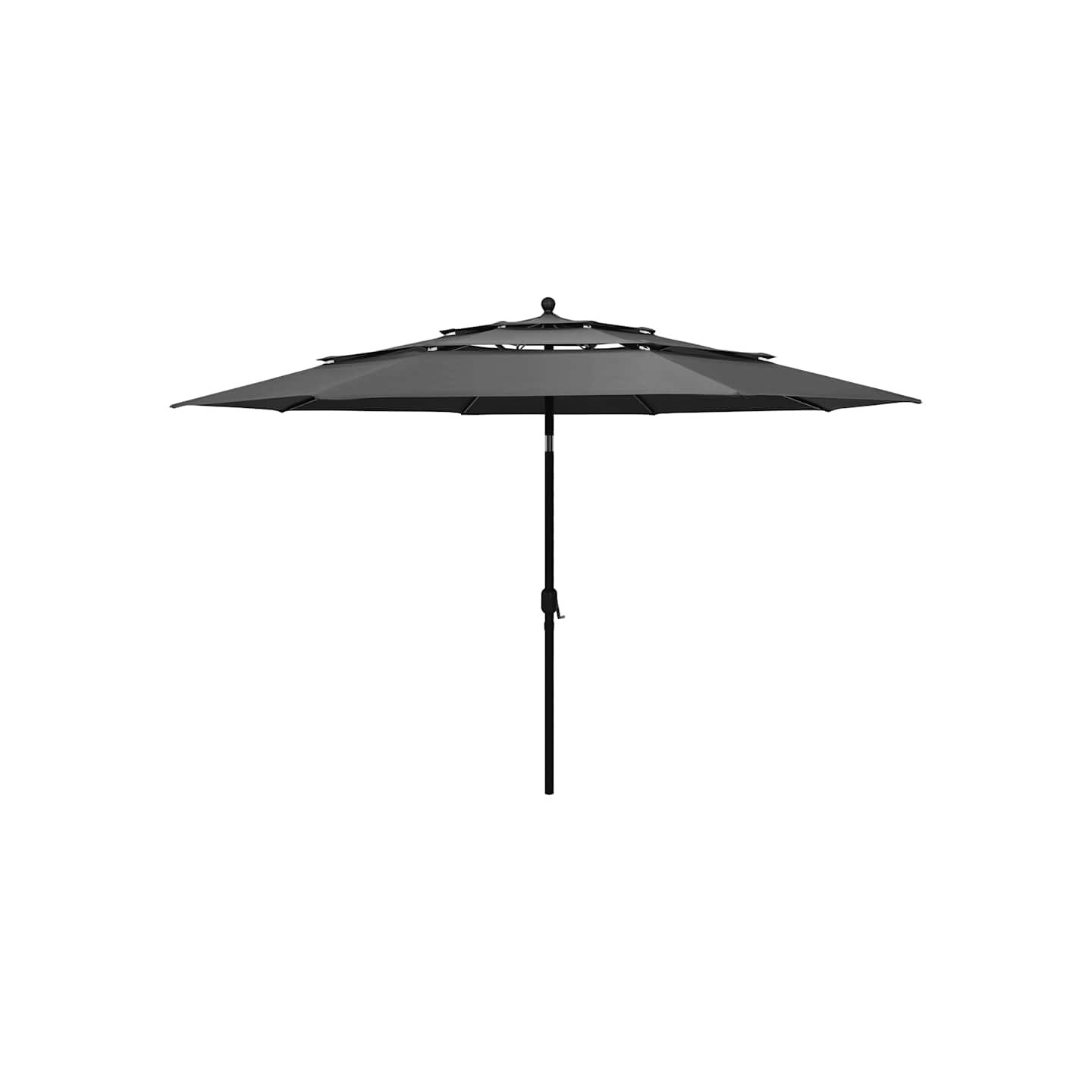 Parasol de jardin à 3 niveaux avec mât en aluminium anthracite