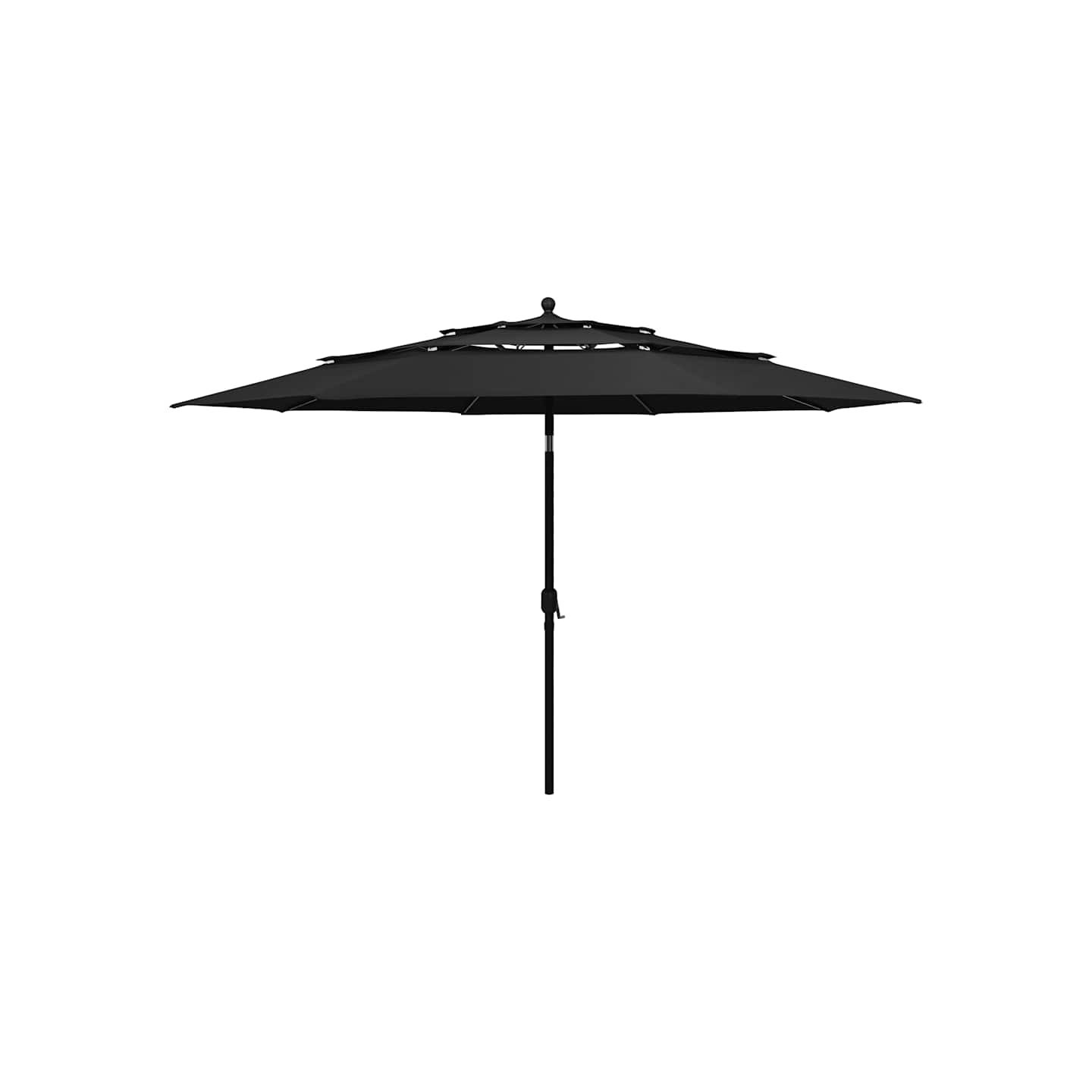 Parasol de jardin à 3 niveaux avec mât en aluminium noir 3,5 m
