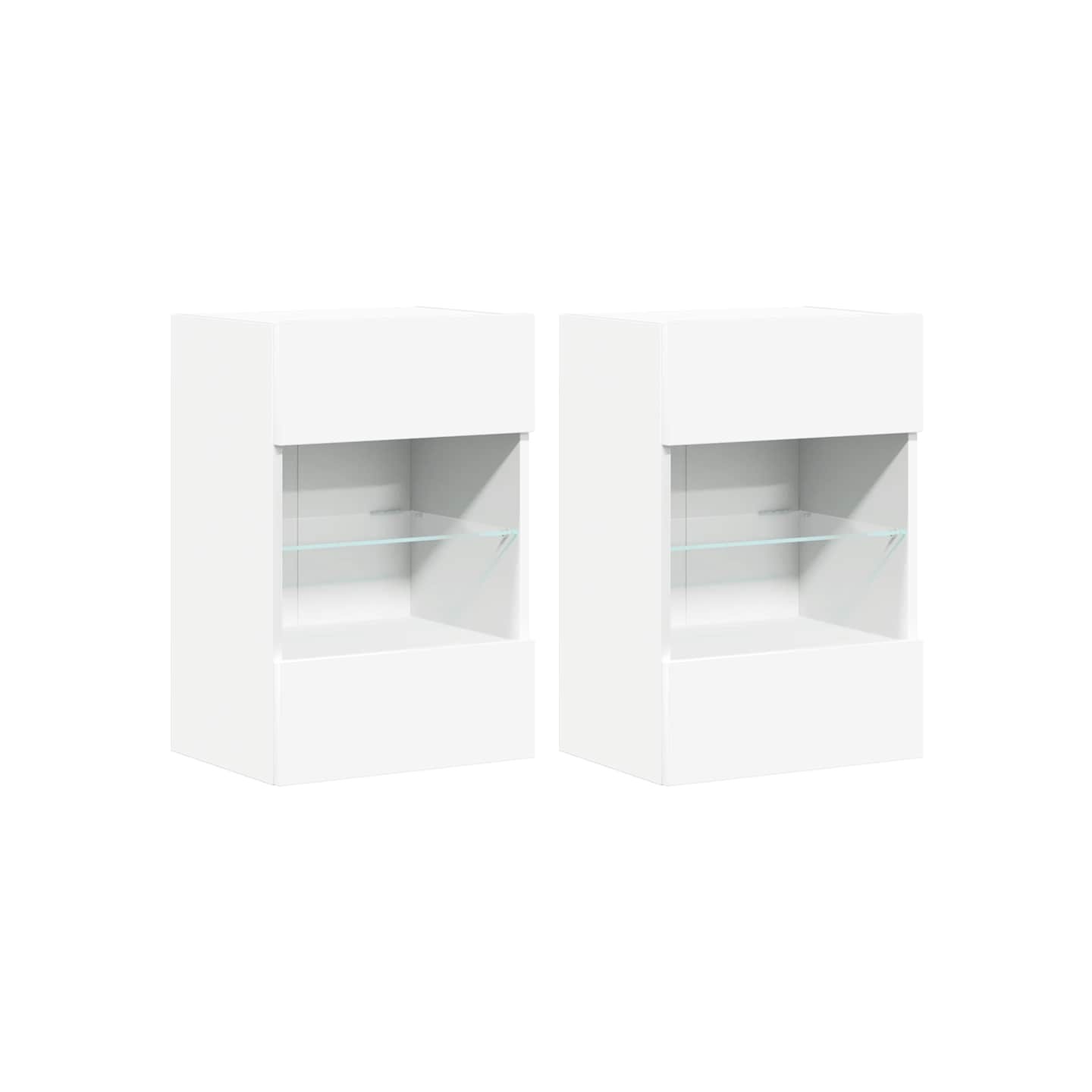 Meubles muraux avec lumières LED pour TV 2 pcs blanc 40x30x60,5 cm