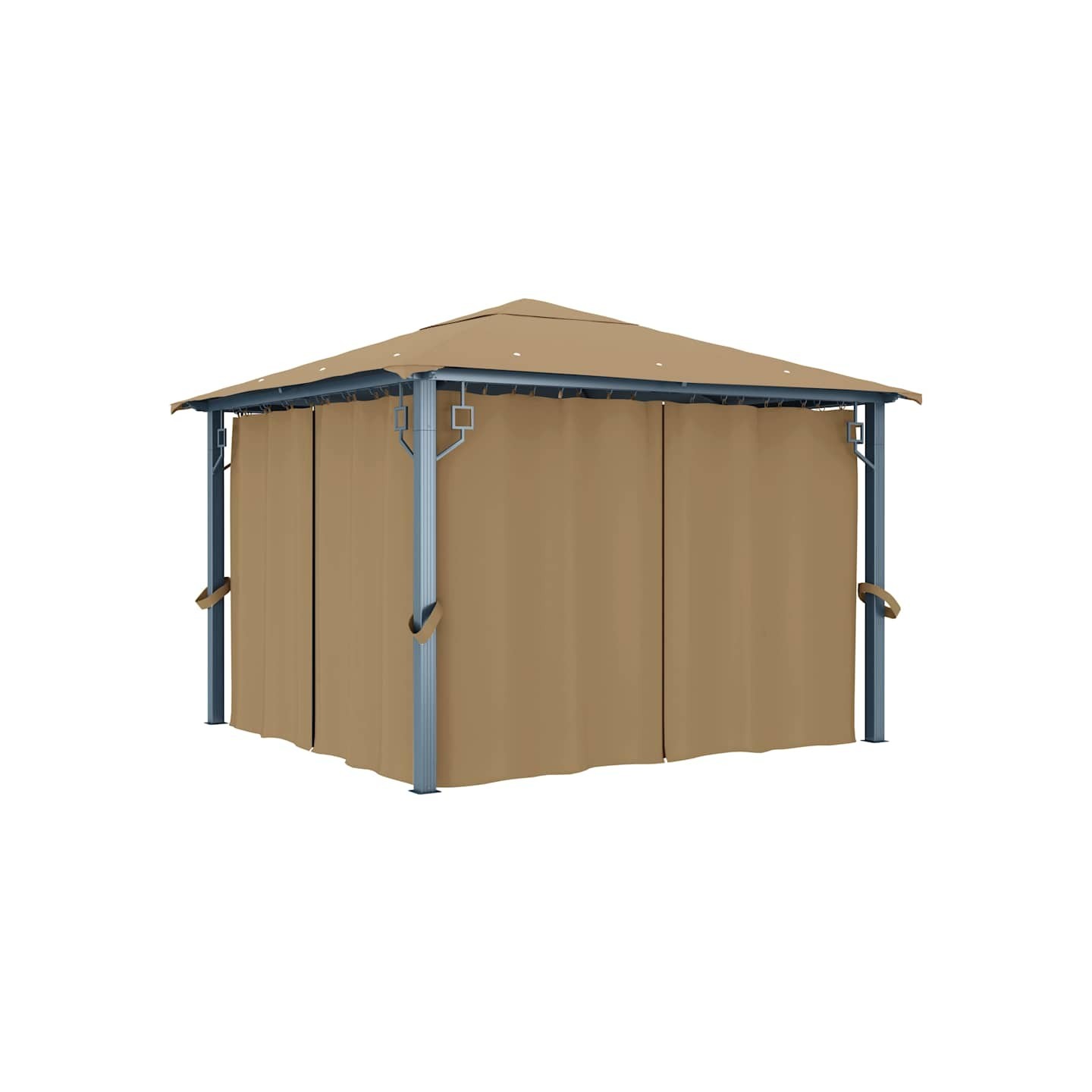 Tonnelle avec rideau 300x300 cm Taupe Aluminium
